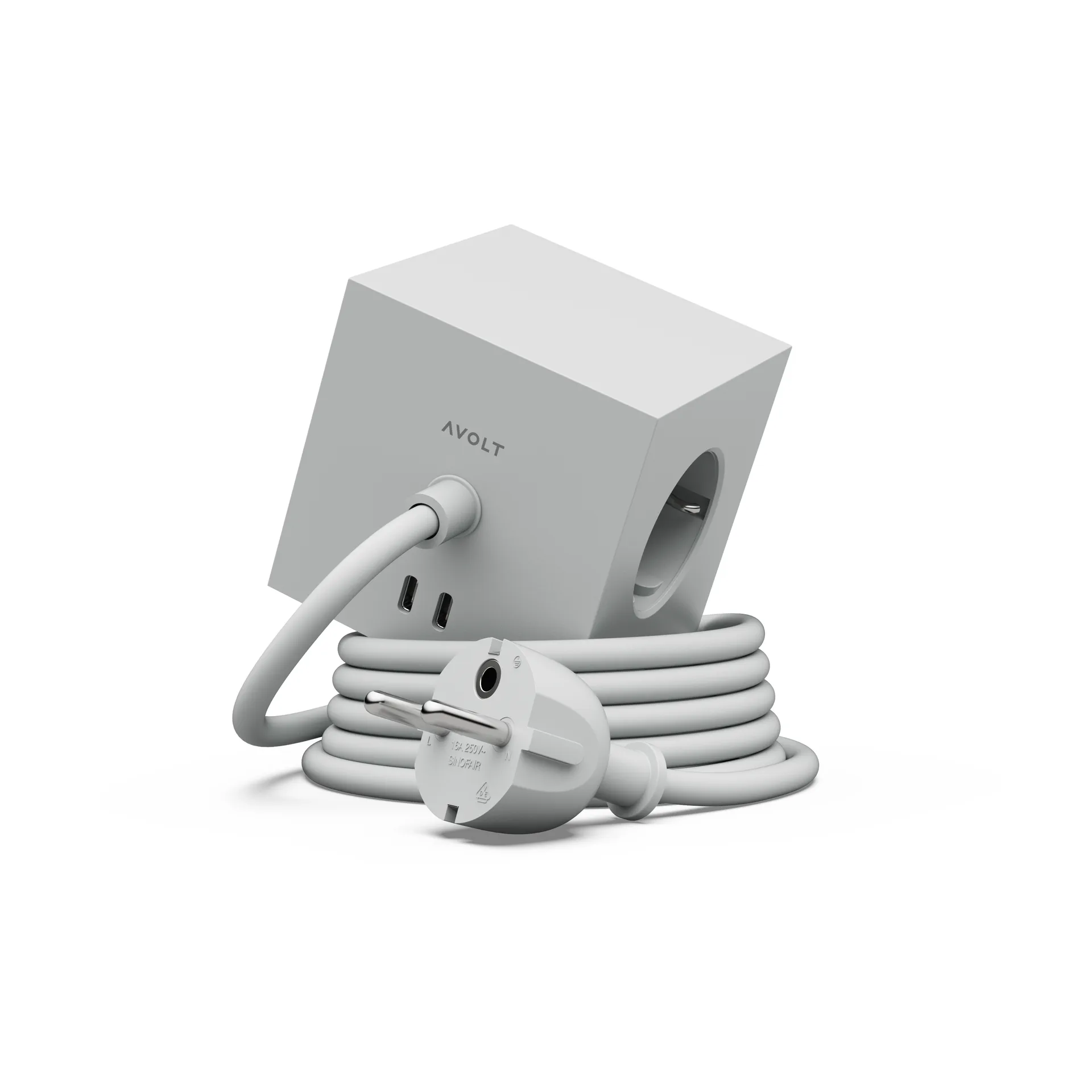 Square 1 pistorasia USB-C 30W 3 m, Gotland harmaa Avolt