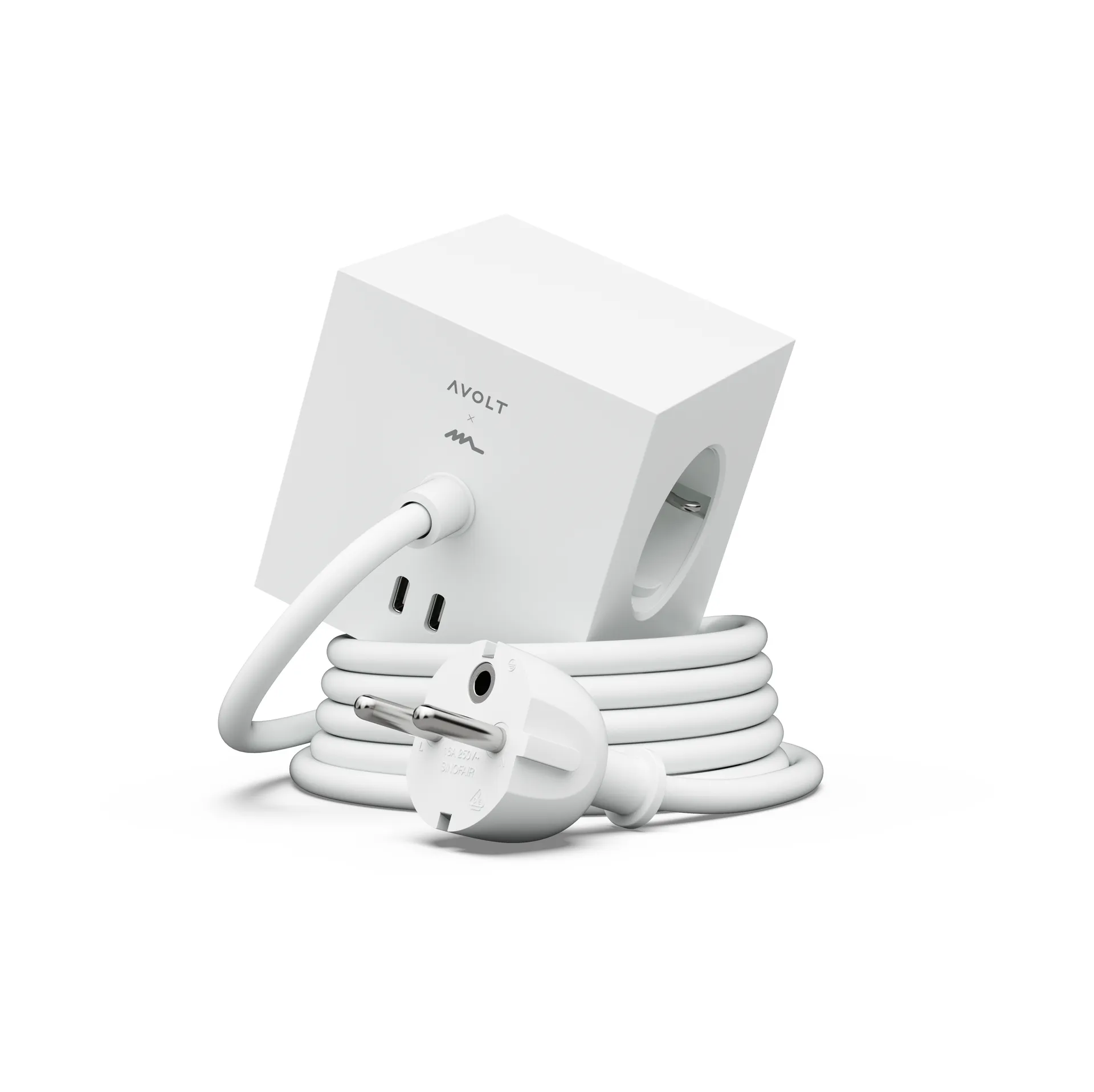 Square 1 pistorasia USB-C 30W 3 m, White Martinelli Luce edition Avolt