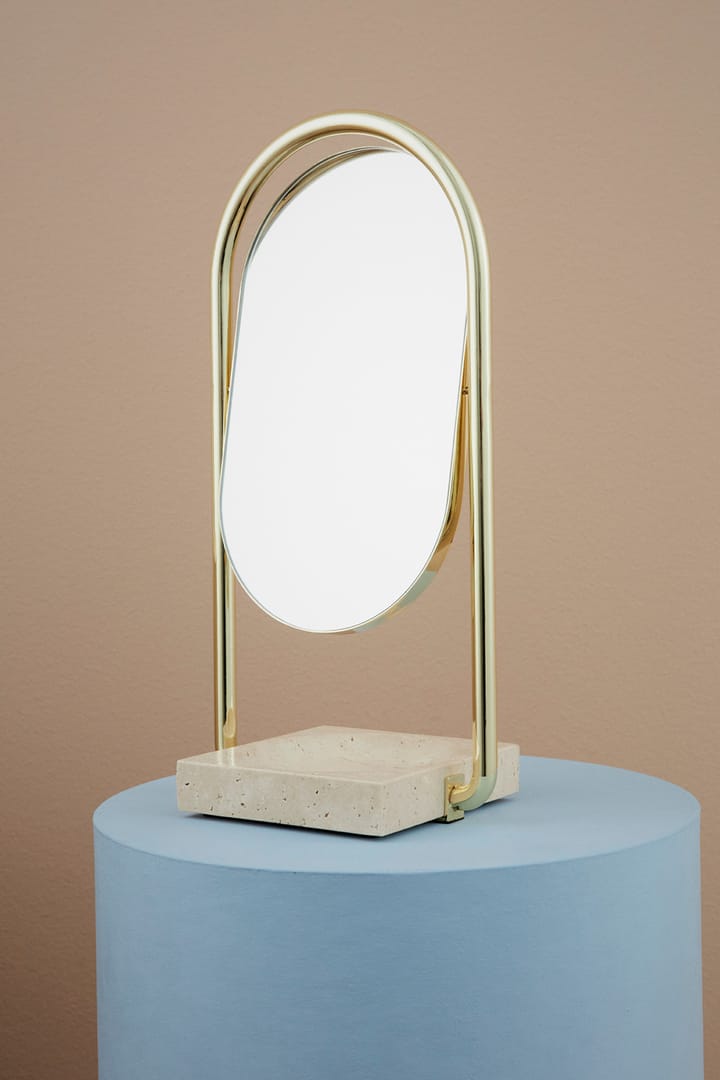 ANGUI pöytäpeili 17,2 x 35 cm, Gold/Travertine AYTM