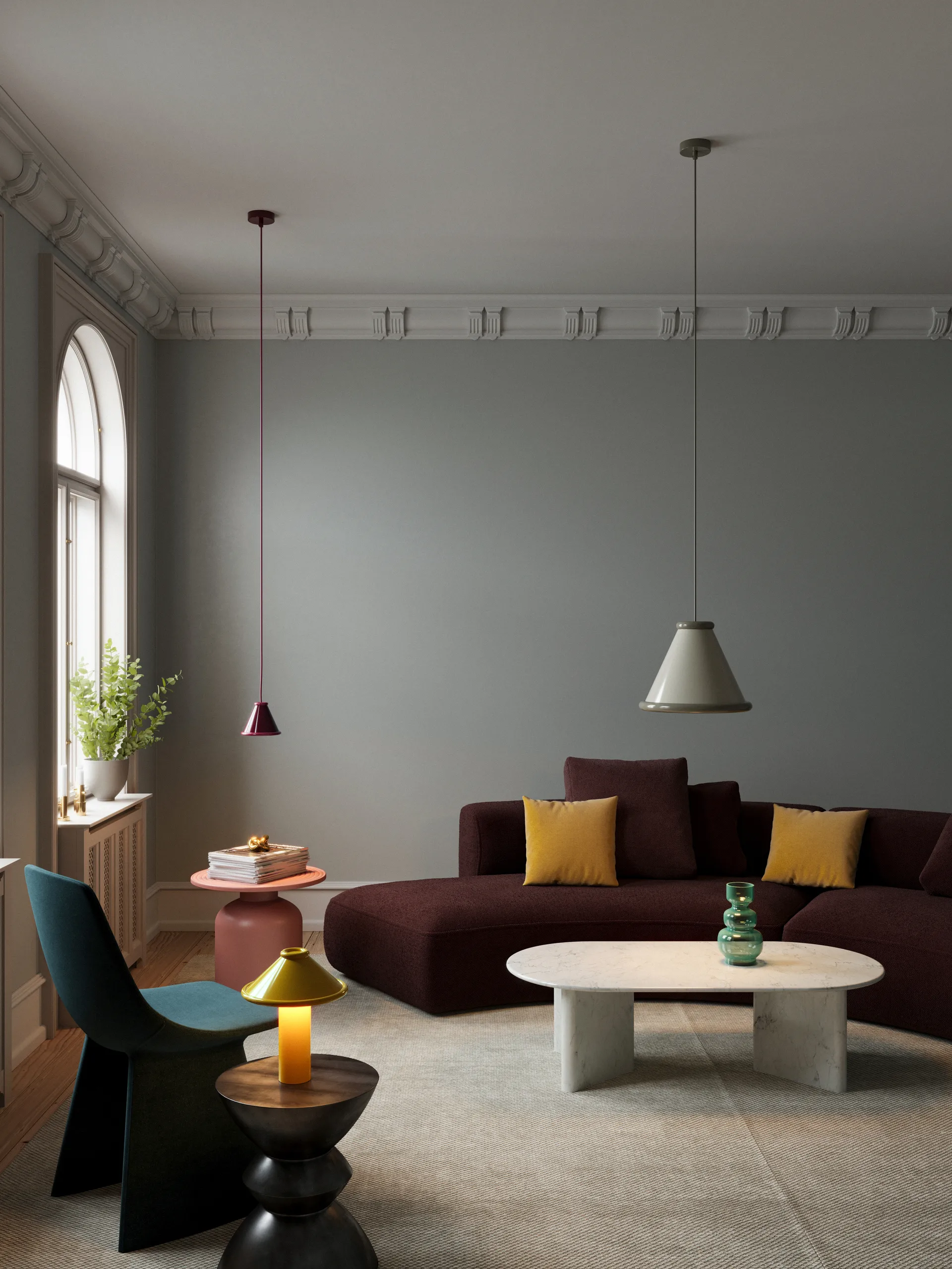 Belle riippuvalaisin Ø36 cm, Pepple grey-moss harmaa Belid