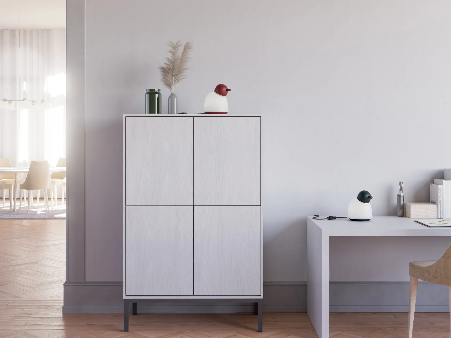 Bird pöytälamppu 21,5 cm, Musta-messinki-opaalilasi Belid