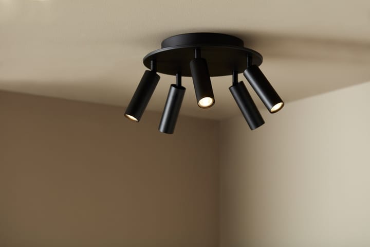Cato Slim pyöreä kattospotlight 5 lampulle - Mattamusta-LED - Belid