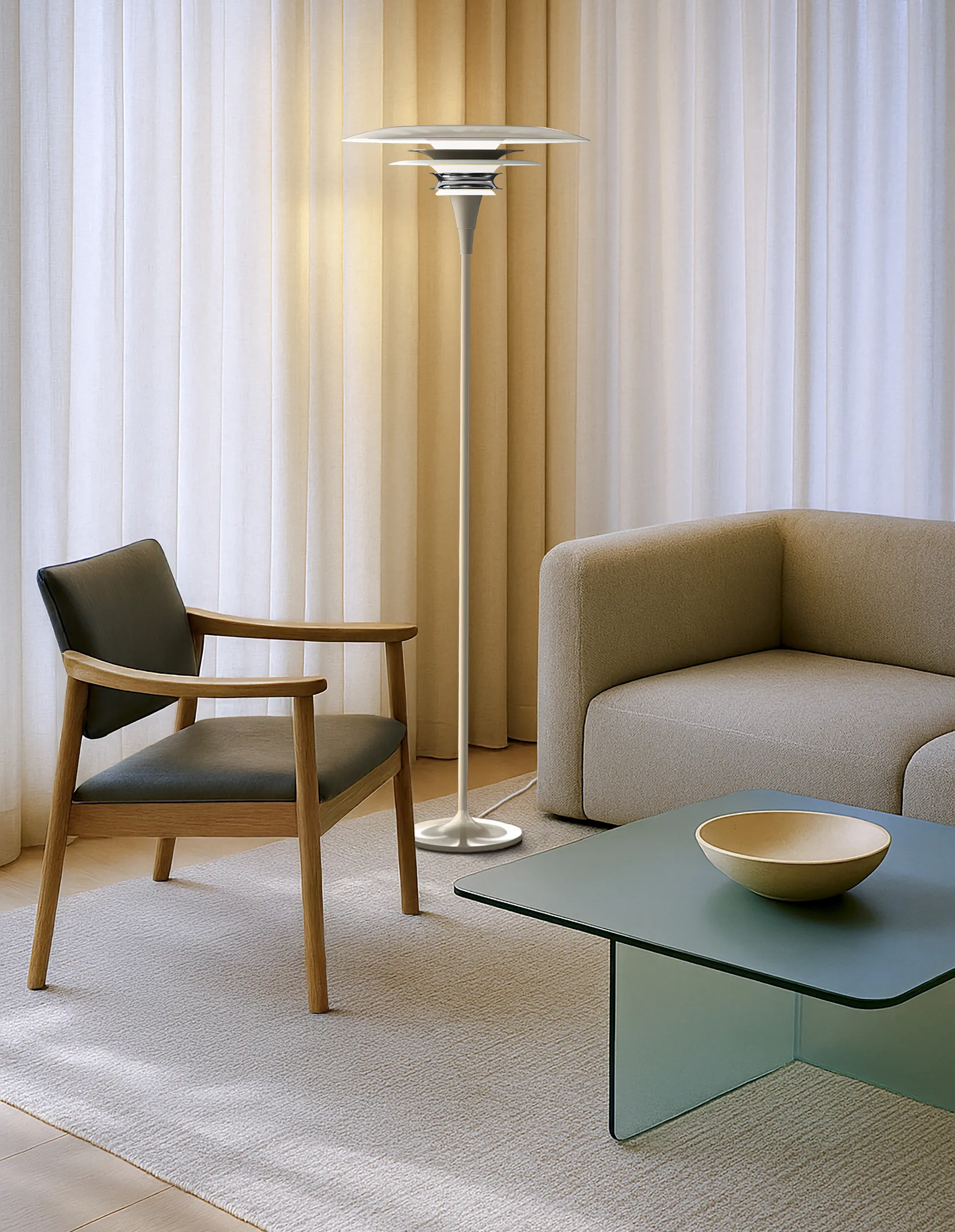 Diablo lattialamppu Ø 50 cm, Soft greige Belid