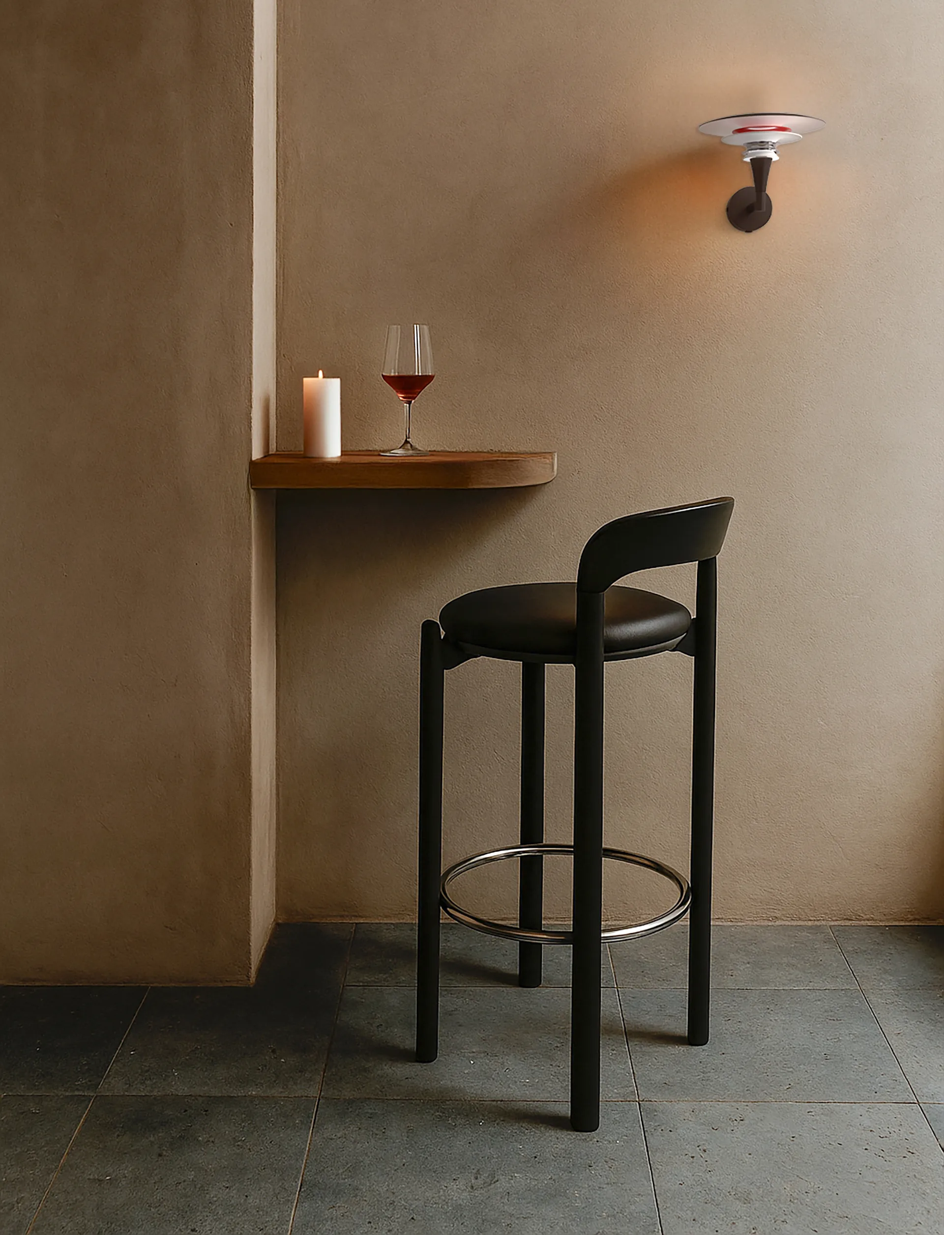 Diablo seinälamppu Ø20 cm, Matta-musta–kiiltävä-punainen Belid