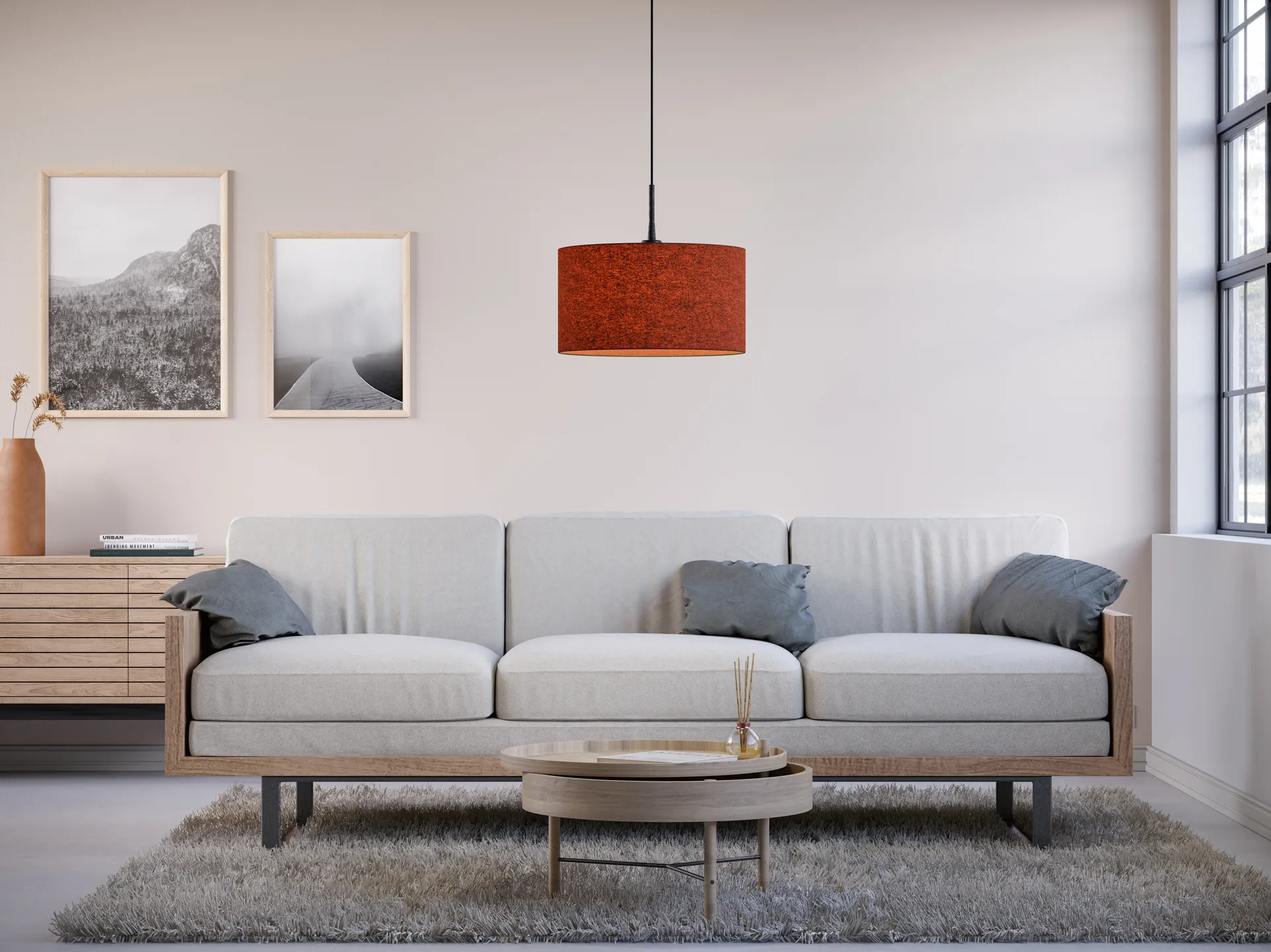 Soft kattovalo Ø40 cm, Ruosteenpunainen villa Belid