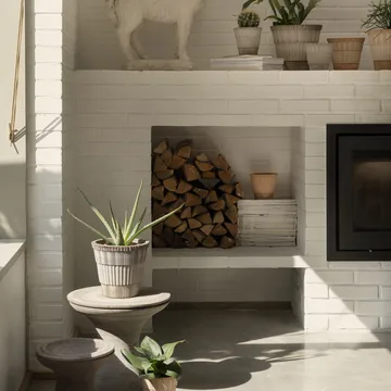 Atlas raw ruukku aluslautasella - Harmaa, Ø25 cm - Bergs Potter