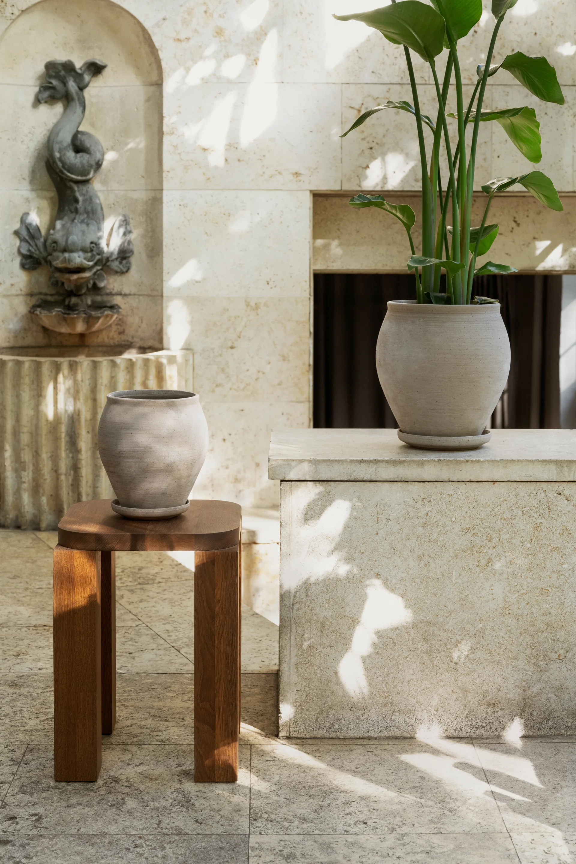 Delphi ruukku aluslautasella 2 osaa, Grey, Ø20 cm Bergs Potter