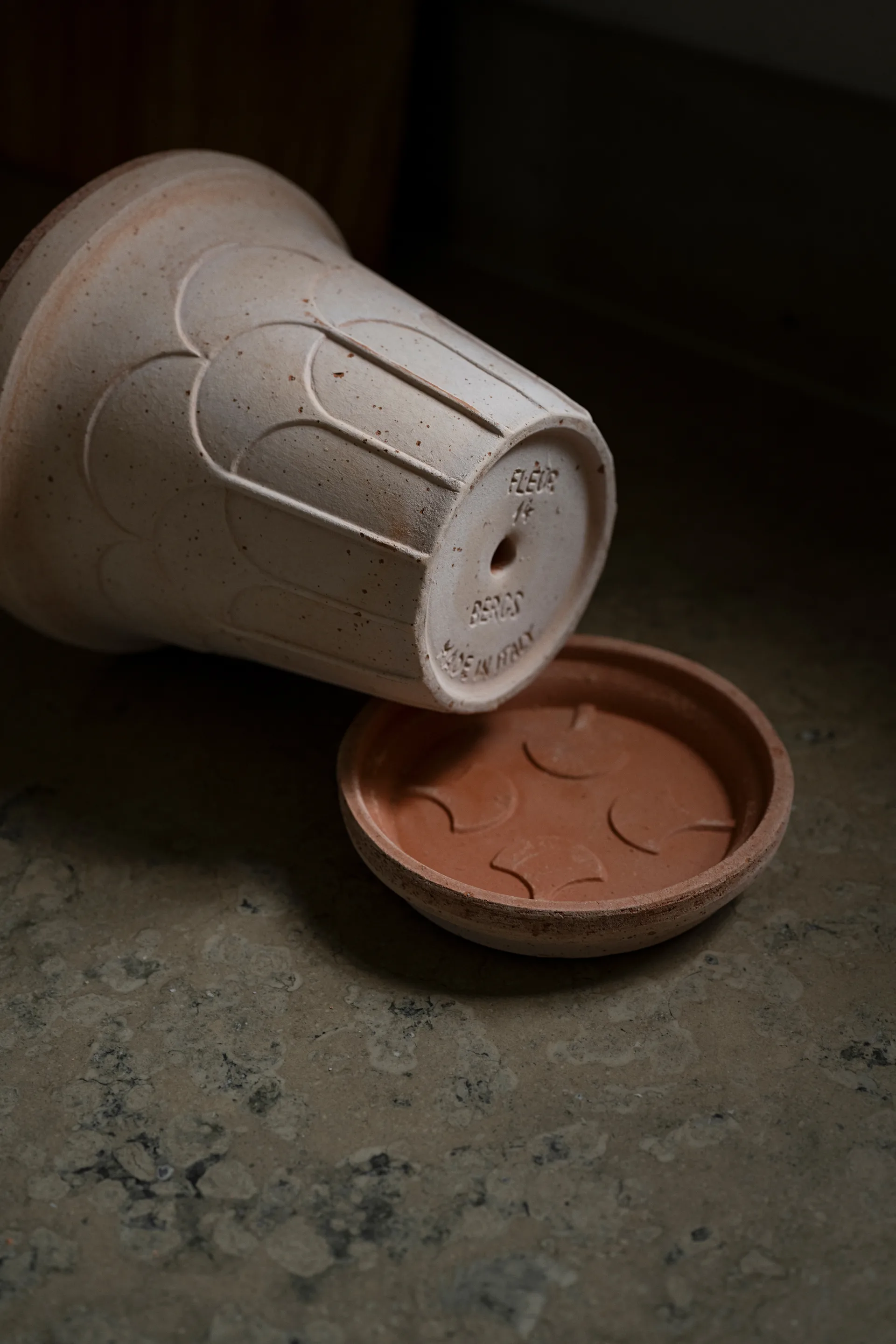 Fleur ruukku aluslautasella 2 osaa, Rosa, Ø14 cm Bergs Potter