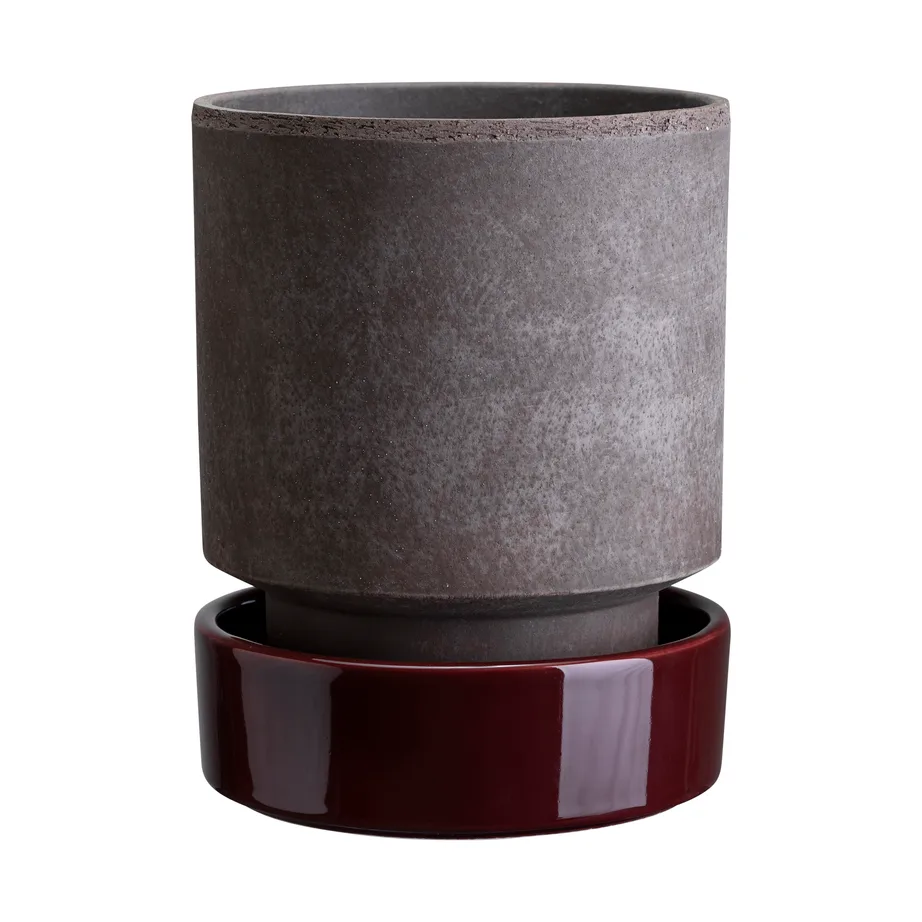 Bergs Potter Hoff ruukku Ø16 cm, Raw Grey-Deep Burgundy