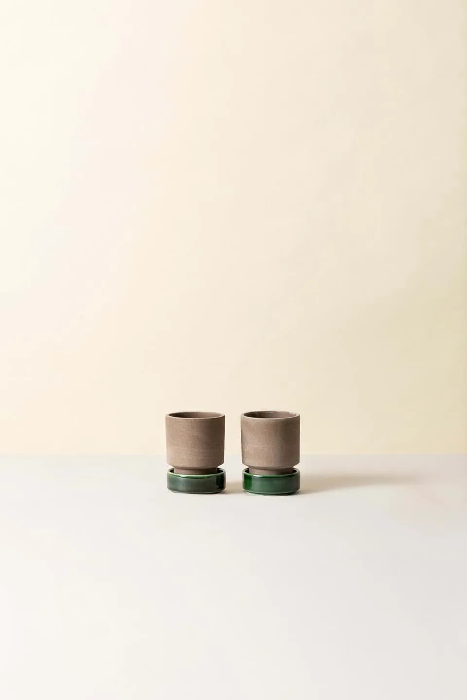 Hoff ruukku 2-pack, Ø8 cm, Raw Grey-Emerald Green Bergs Potter