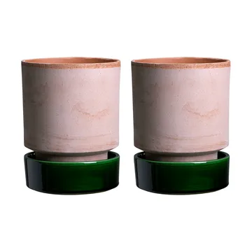 Hoff ruukku 2-pack - Ø8 cm, Raw Rosa-Emerald Green - Bergs Potter