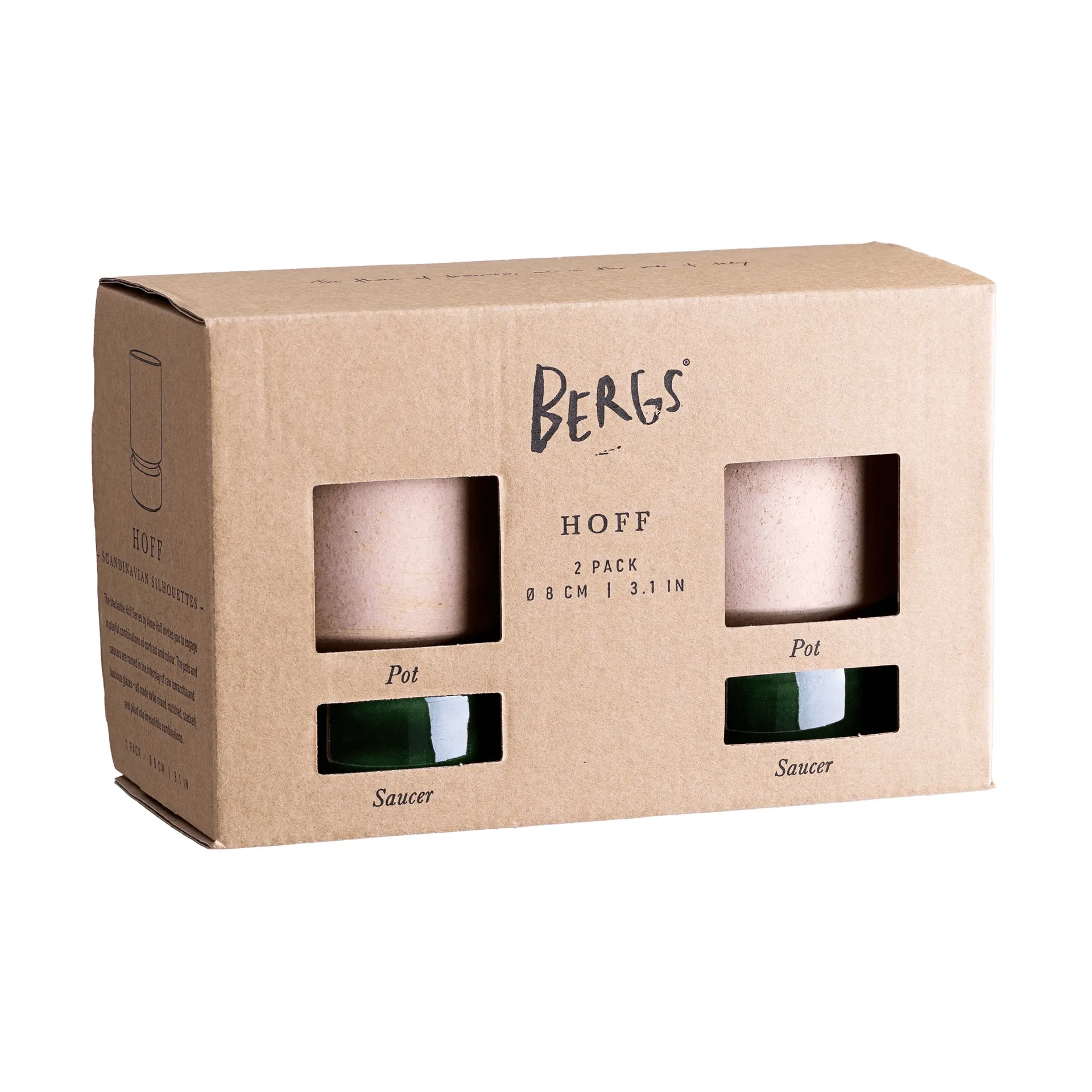 Hoff ruukku 2-pack, Ø8 cm, Raw Rosa-Emerald Green Bergs Potter