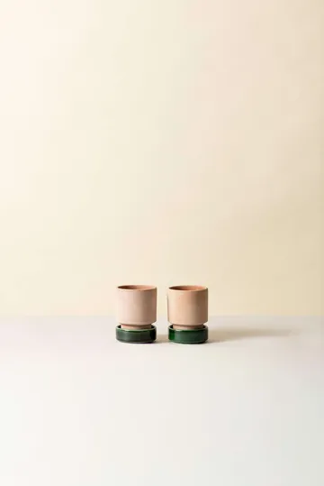 Hoff ruukku 2-pack - Ø8 cm, Raw Rosa-Emerald Green - Bergs Potter