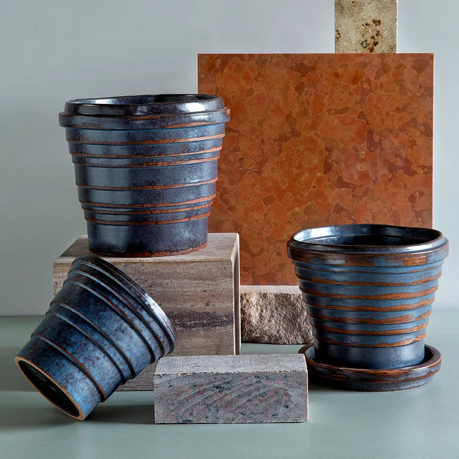 Planet Vintage Metalic ruukku Ø21 cm, Blue brown Bergs Potter