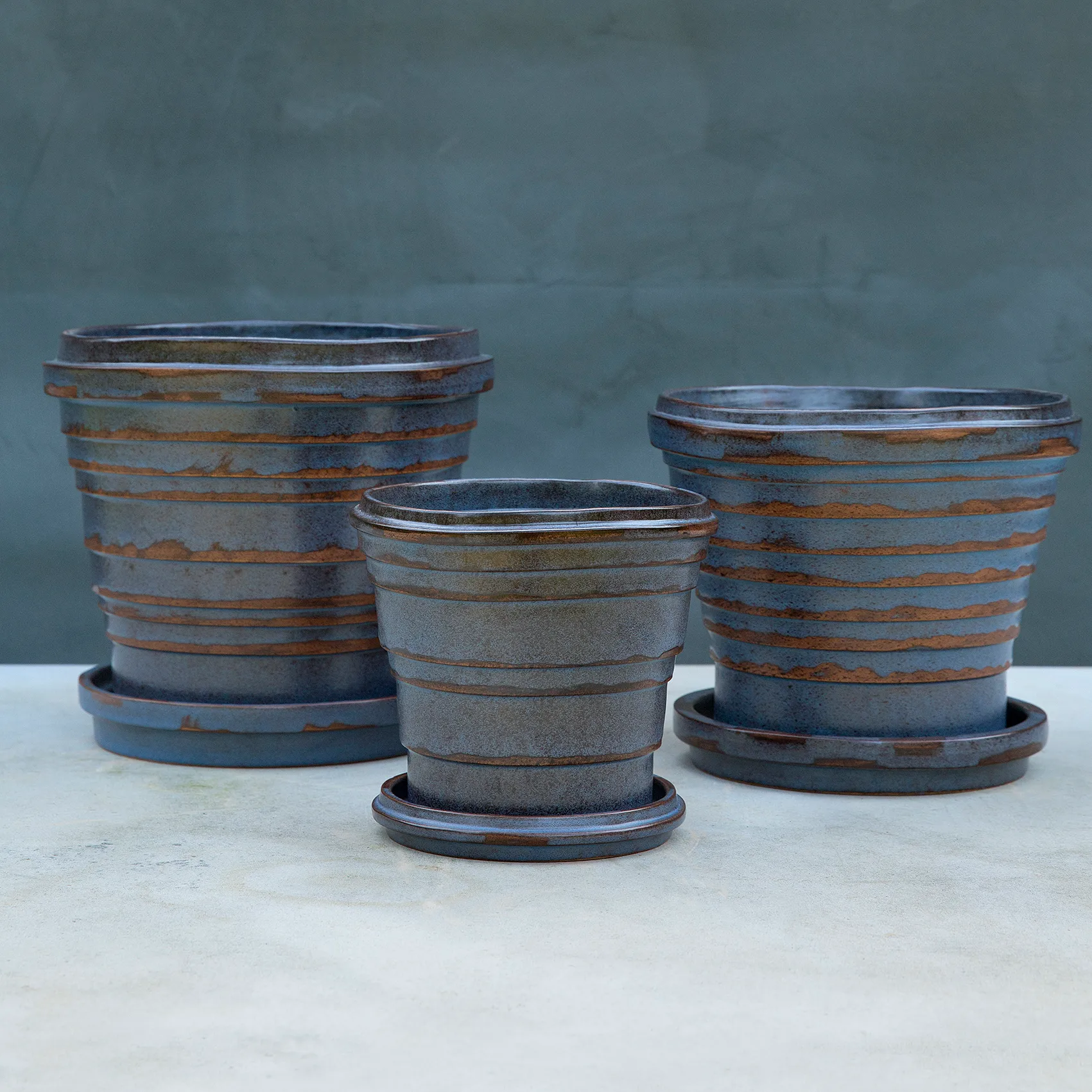 Planet Vintage Metalic ruukku Ø25 cm, Blue brown Bergs Potter