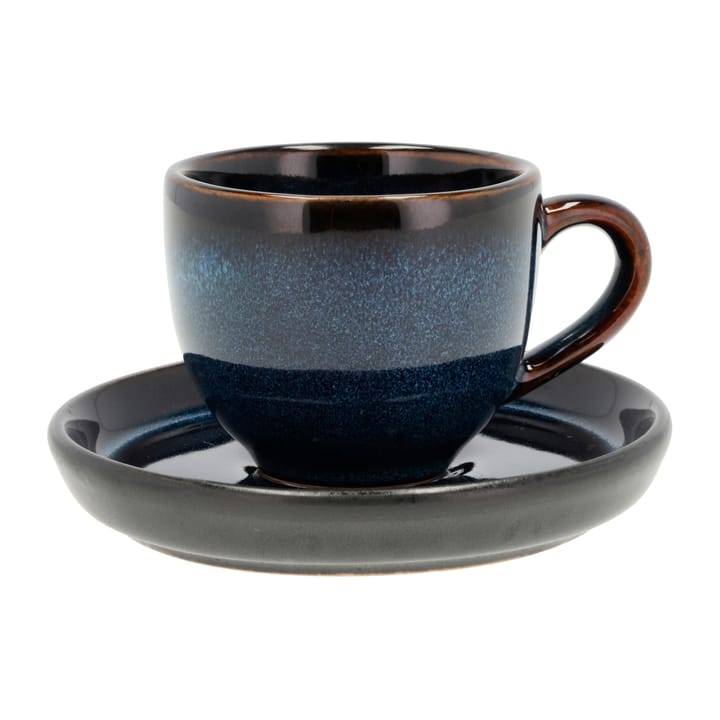 Bitz espressokuppi aluslautasella 7 cl - Tummansininen-musta - Bitz