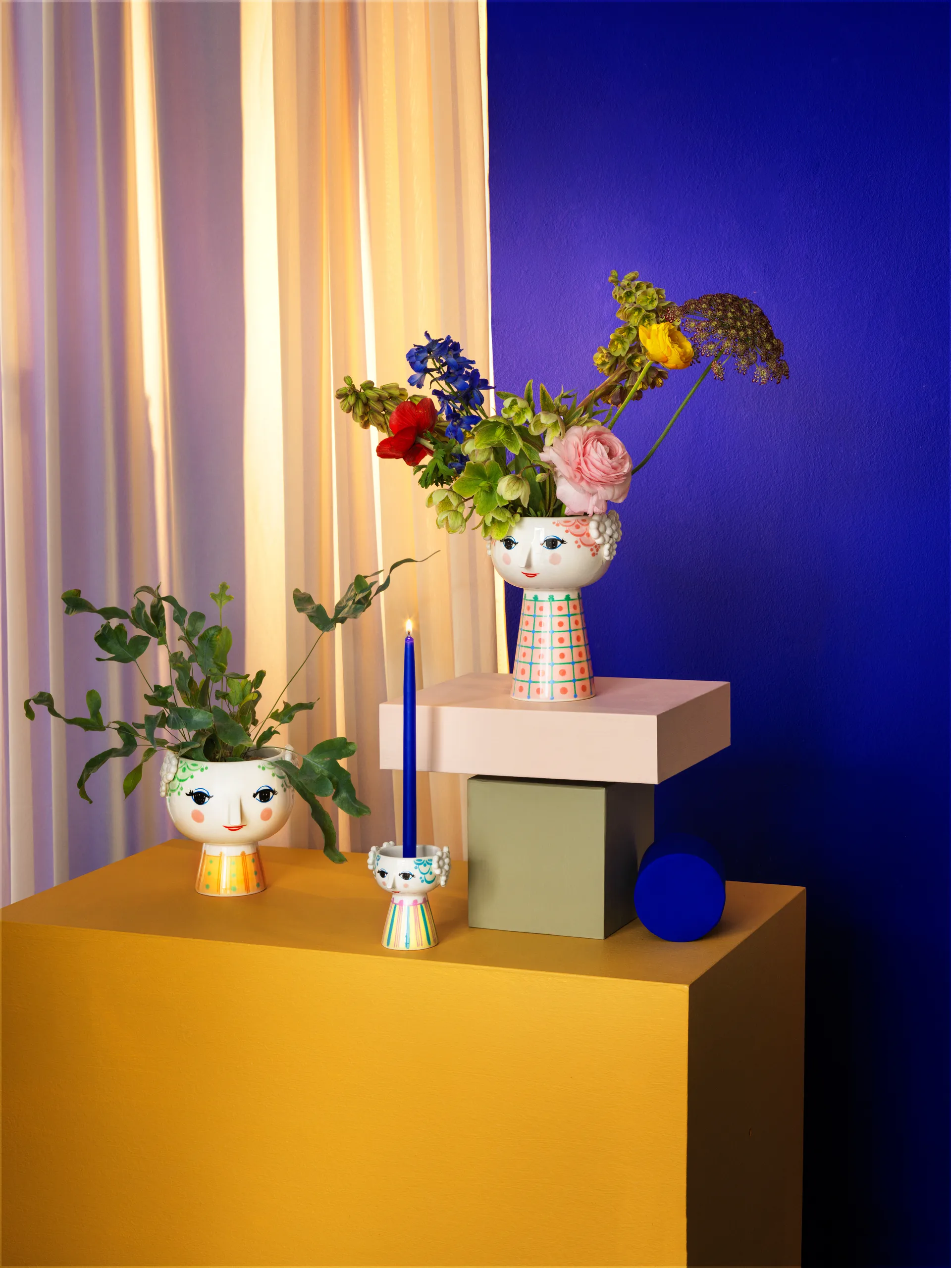 Eva kynttilänjalka 9,5 cm, Sininen Bjørn Wiinblad