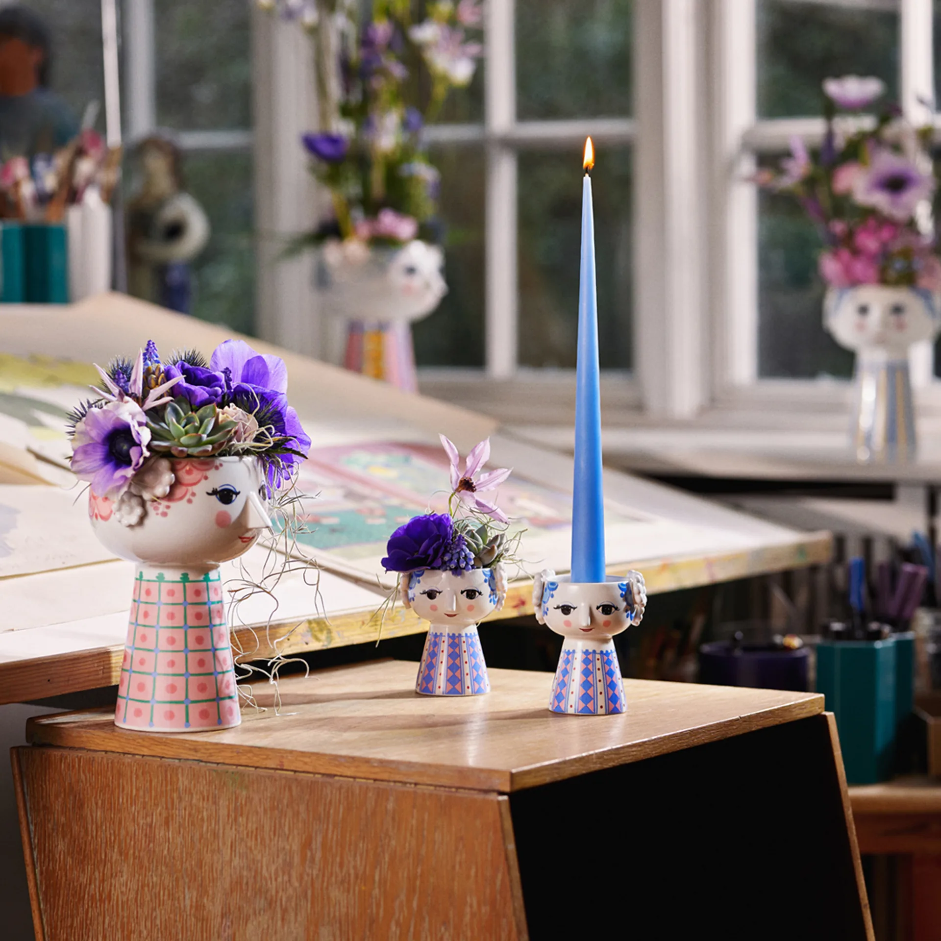 Eva kynttilänjalka 9,5 cm, Tummansininen Bjørn Wiinblad