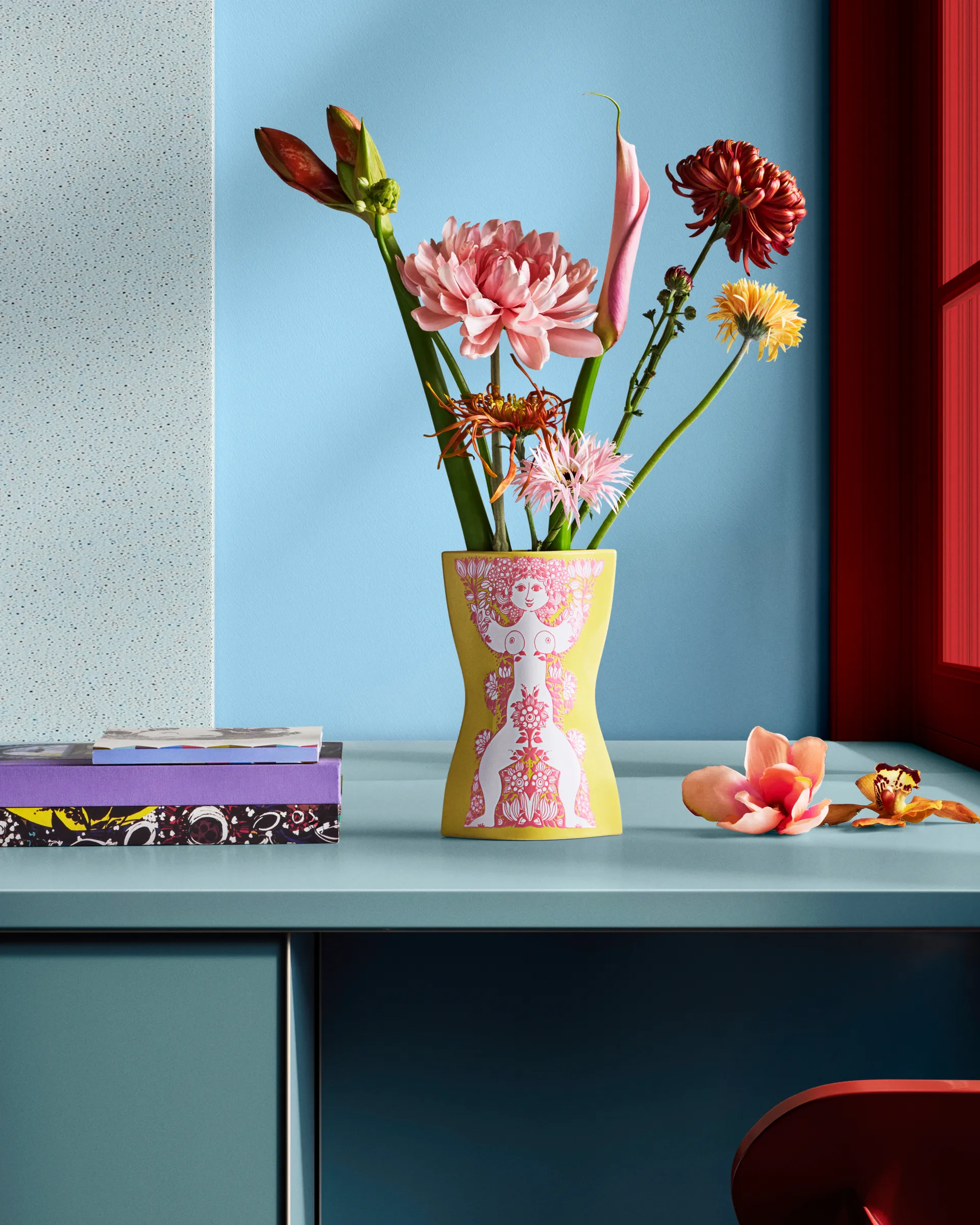 Nina maljakko, Keltainen–vaaleanpunainen, 22 cm Bjørn Wiinblad