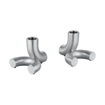 Doodle kynttilänjalka 2-pack - Matt harjattu ruostumaton teräs - blomus