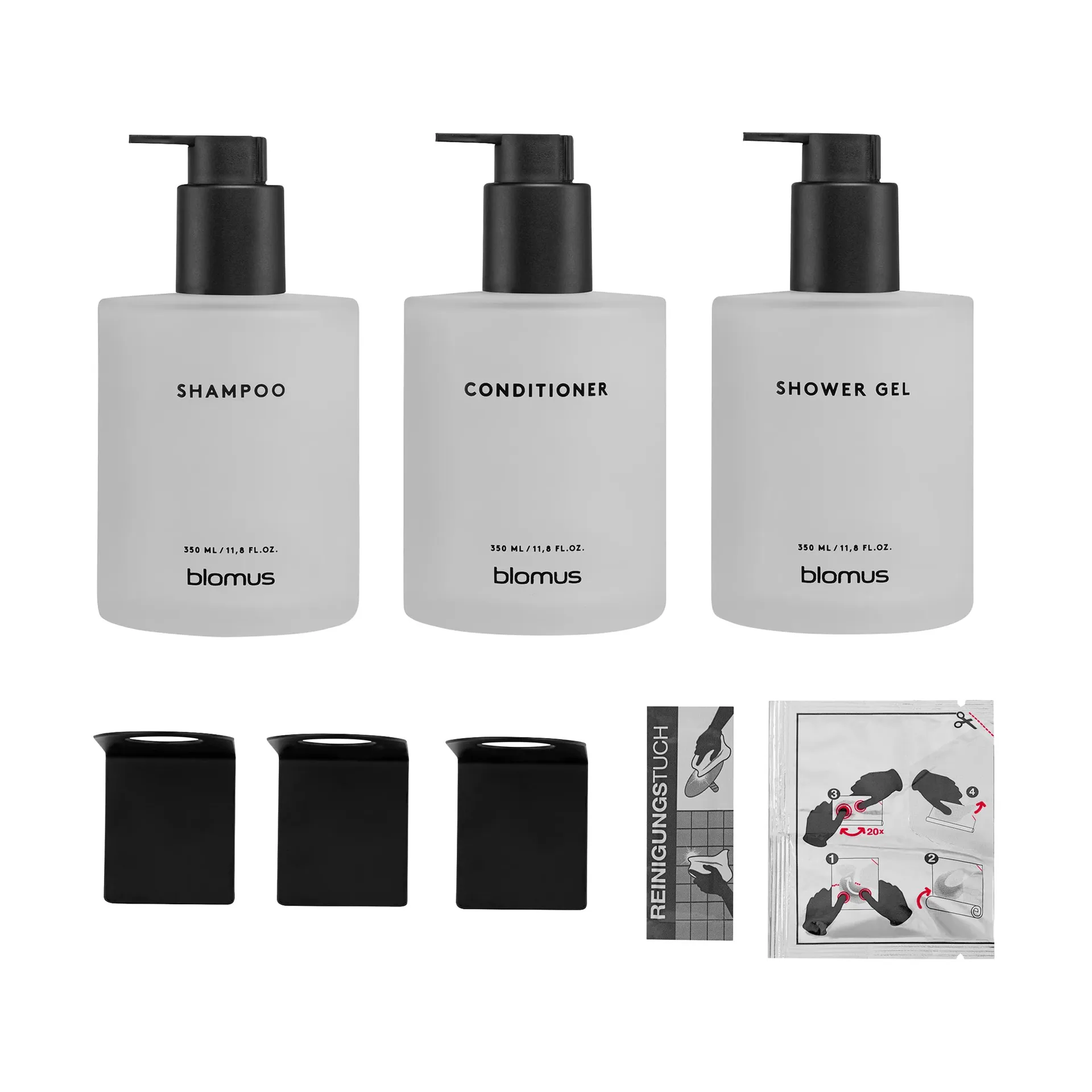 Kirei lasipullot seinätelineellä 3-pack, Valkoinen, liimakiinnitteinen blomus