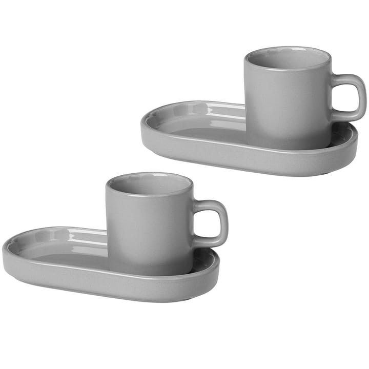 Pilar-espressokuppi ja lautanen 2-pack - Mirage grey - Blomus