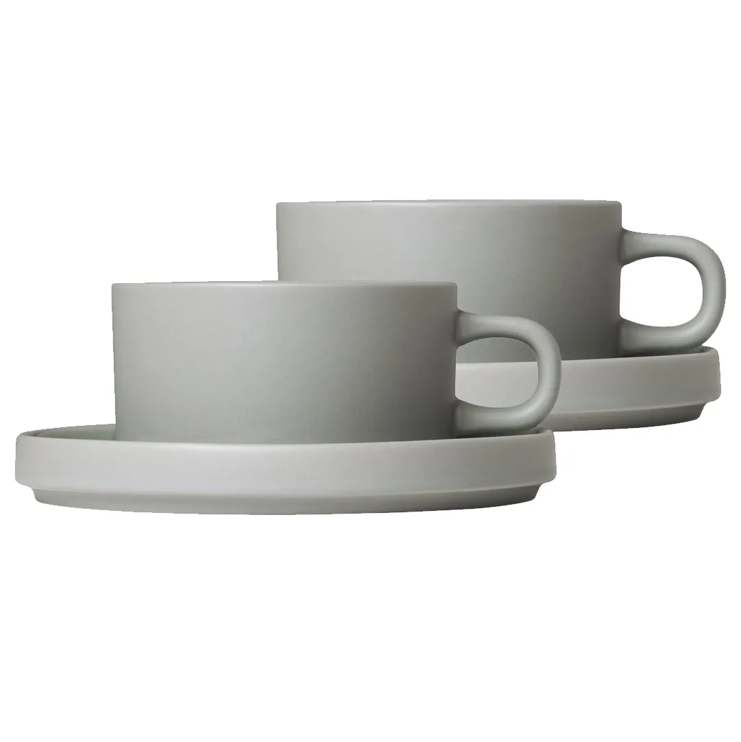 Pilar-muki ja lautanen, 2-pack, Mirage grey blomus
