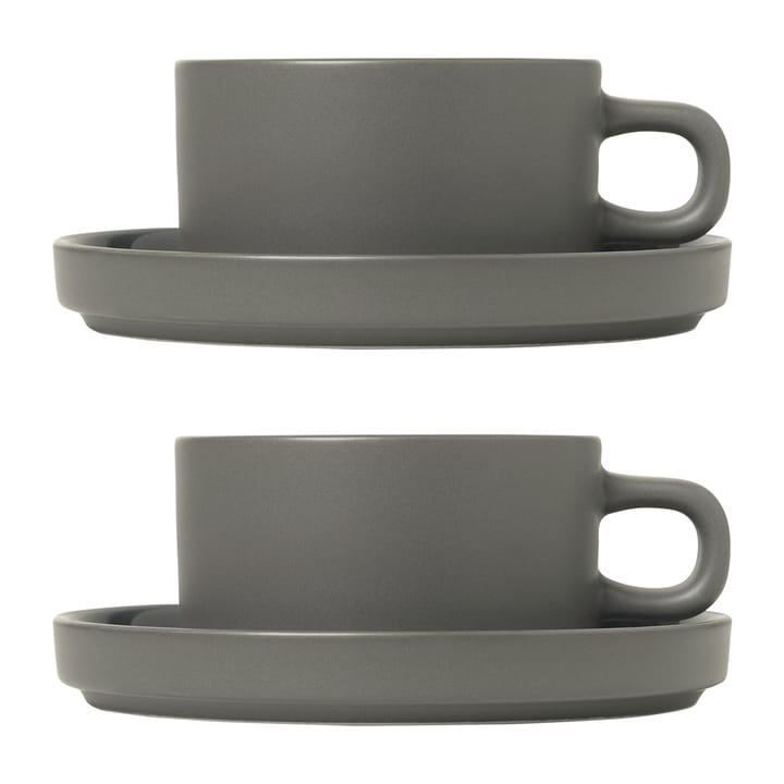 Pilar-muki ja lautanen, 2-pack - Pewter - blomus