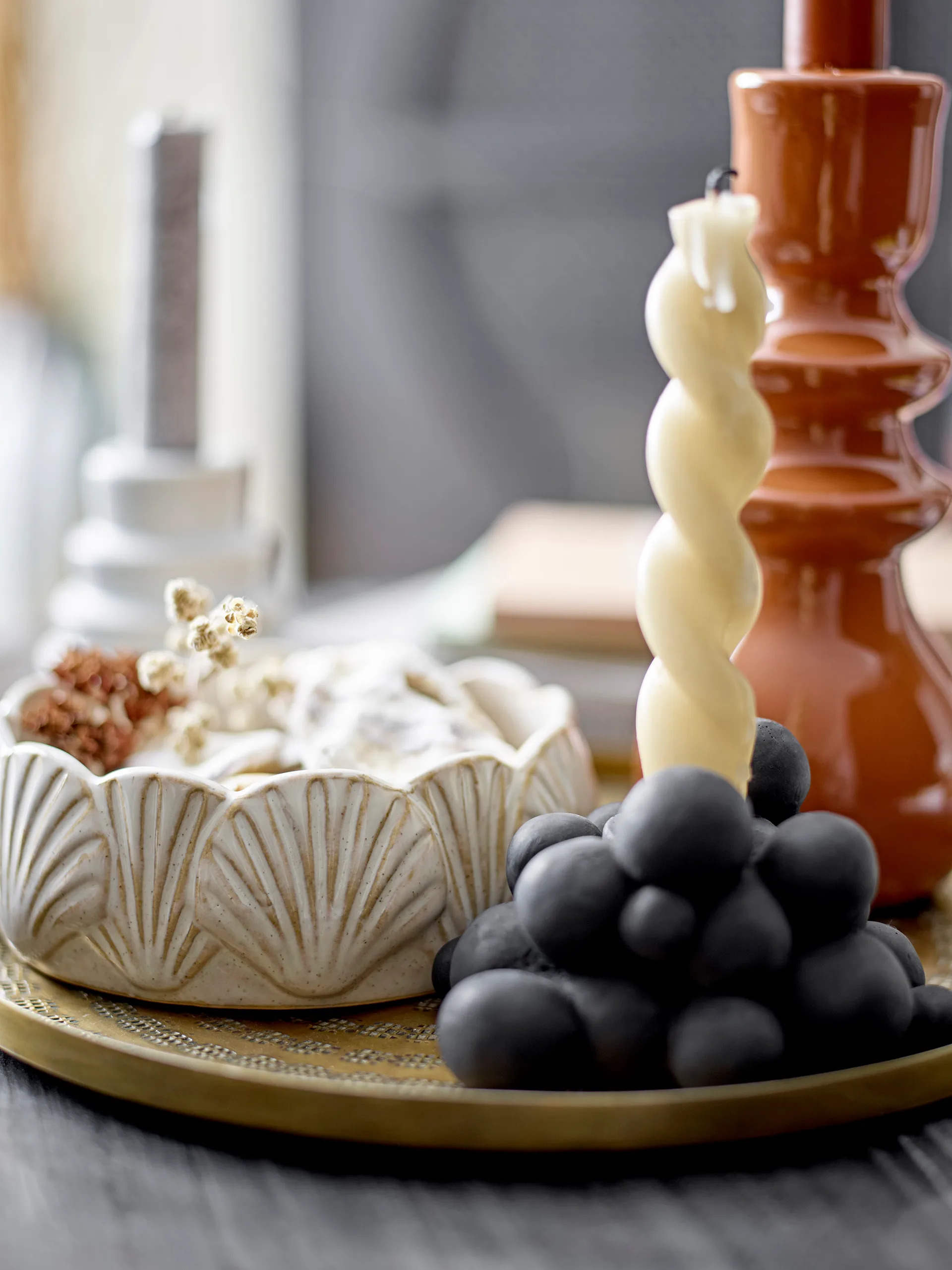 Betial kynttilänjalka 12 x 9 x 6 cm, Musta sementti Bloomingville