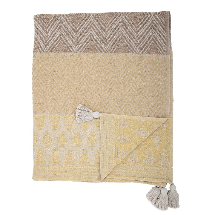 Bloomingville huopa tupsuilla, 130 x 160 cm, Kelta-beige Bloomingville