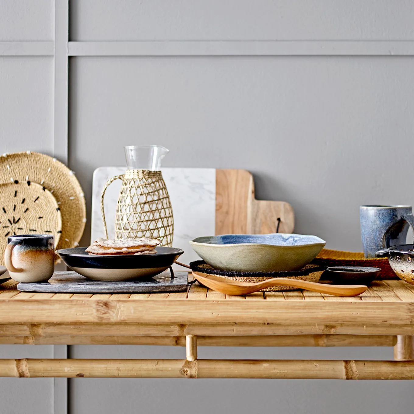 Bloomingville leikkuulauta marmori-mangopuu, Valkoinen Bloomingville