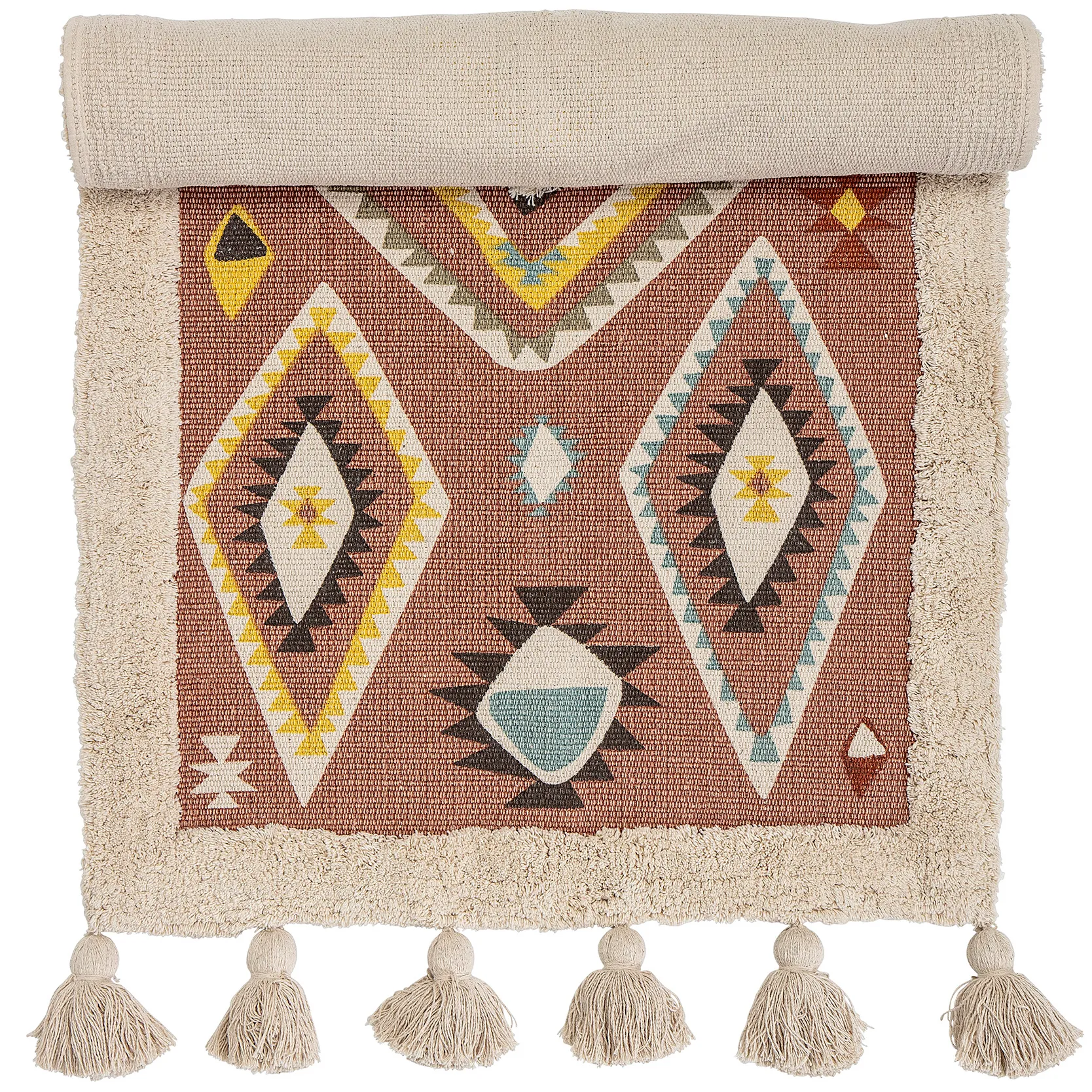 Bloomingville matto tupsuilla, 120 x 65 cm, Multi Bloomingville