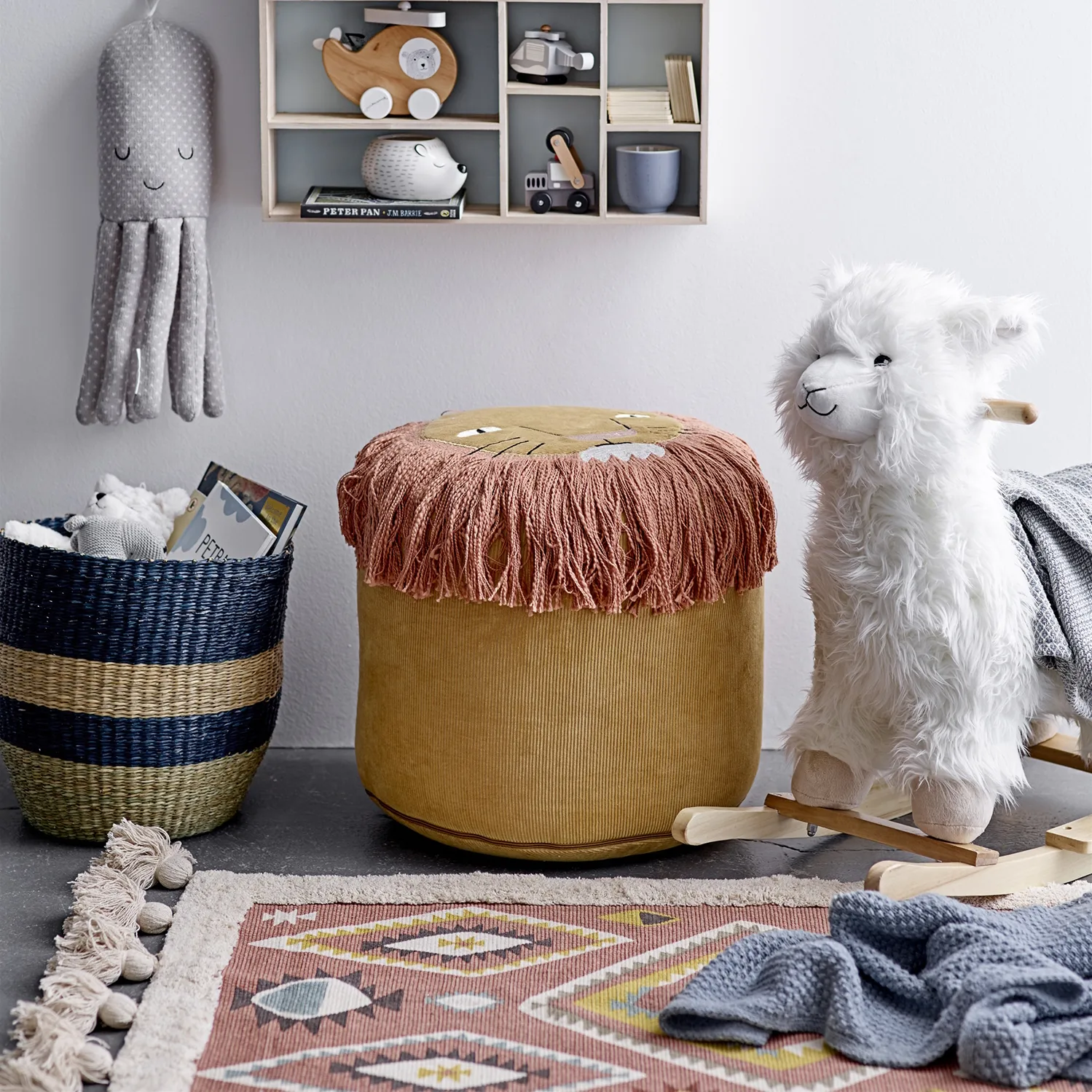 Bloomingville matto tupsuilla, 120 x 65 cm, Multi Bloomingville