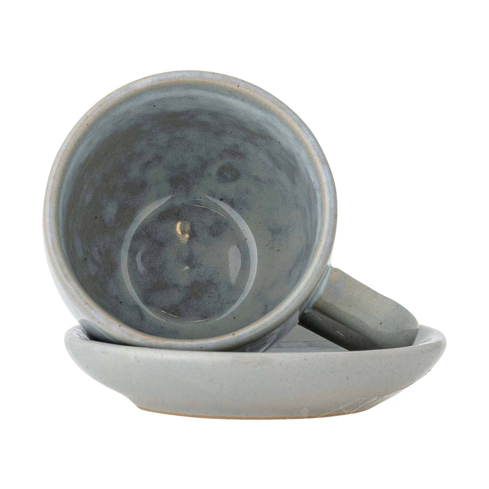 Brenta muki ja aluslautanen 4-pack, Sininen Bloomingville