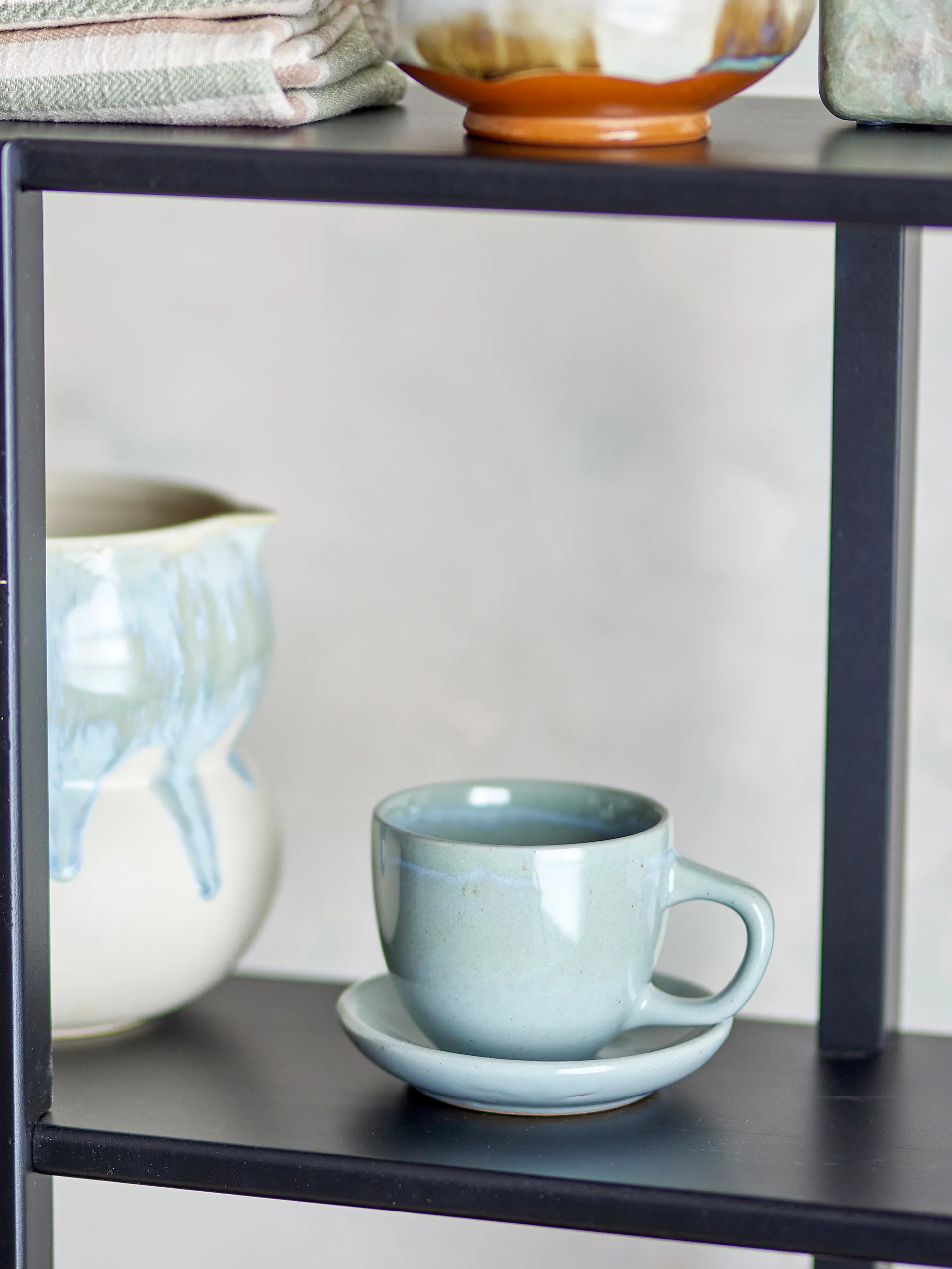 Brenta muki ja aluslautanen 4-pack, Sininen Bloomingville