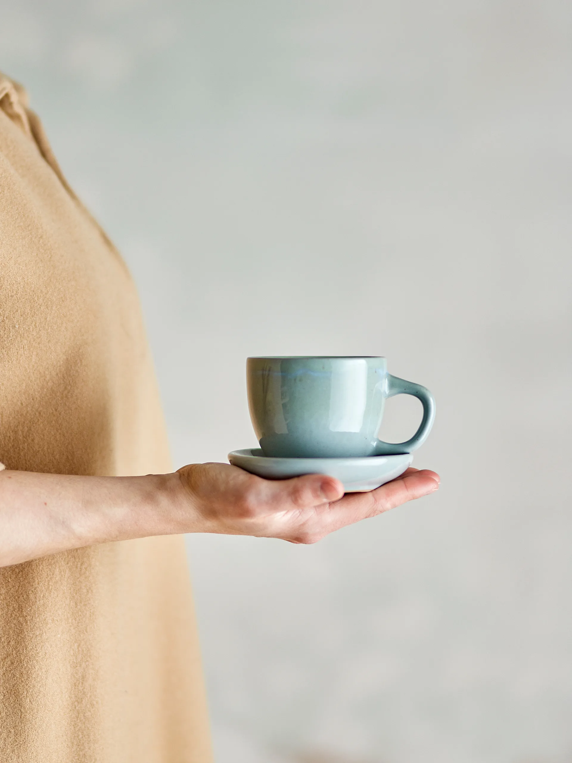 Brenta muki ja aluslautanen 4-pack, Sininen Bloomingville