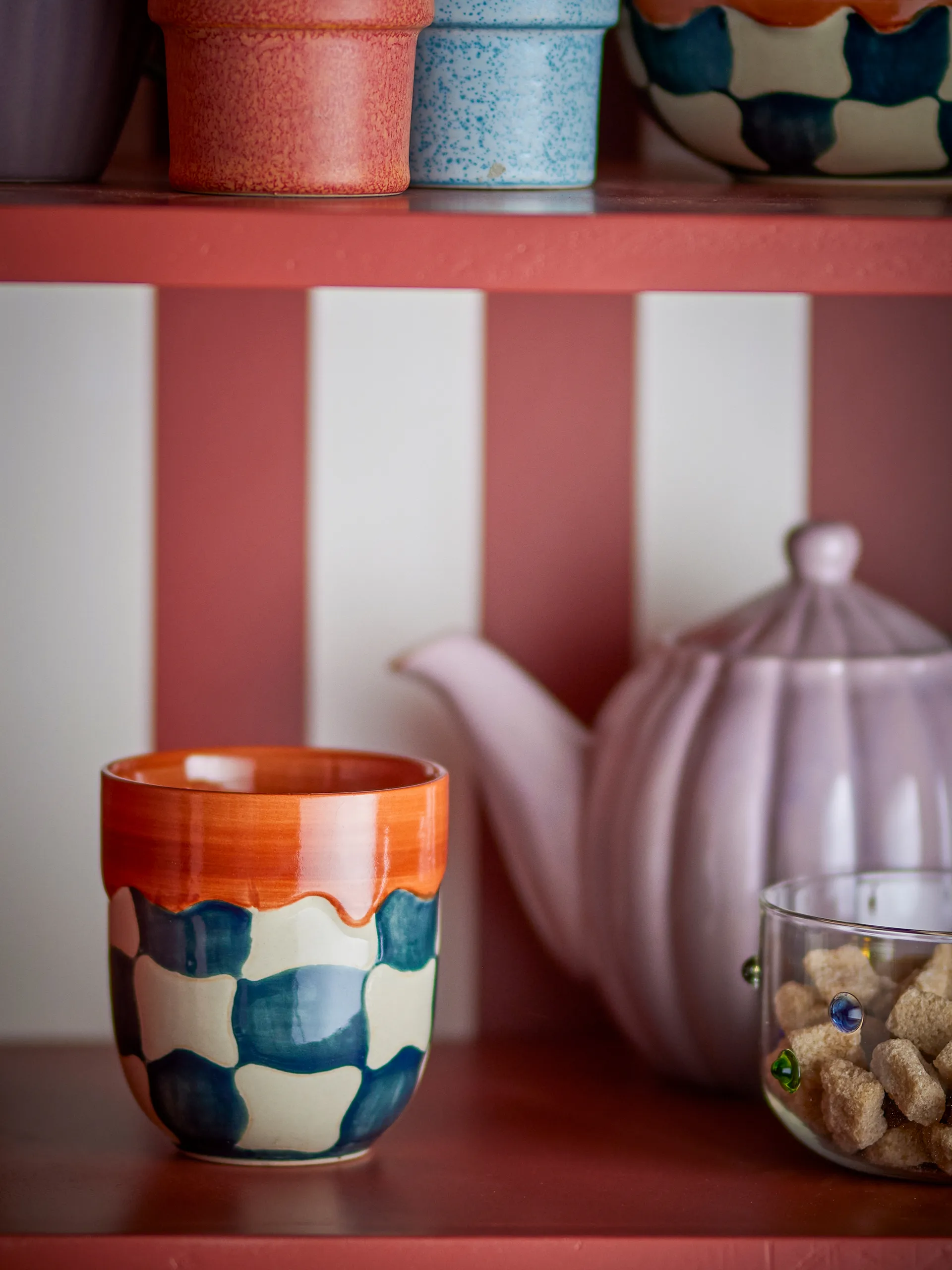 Check muki 4-pack, Sininen Bloomingville