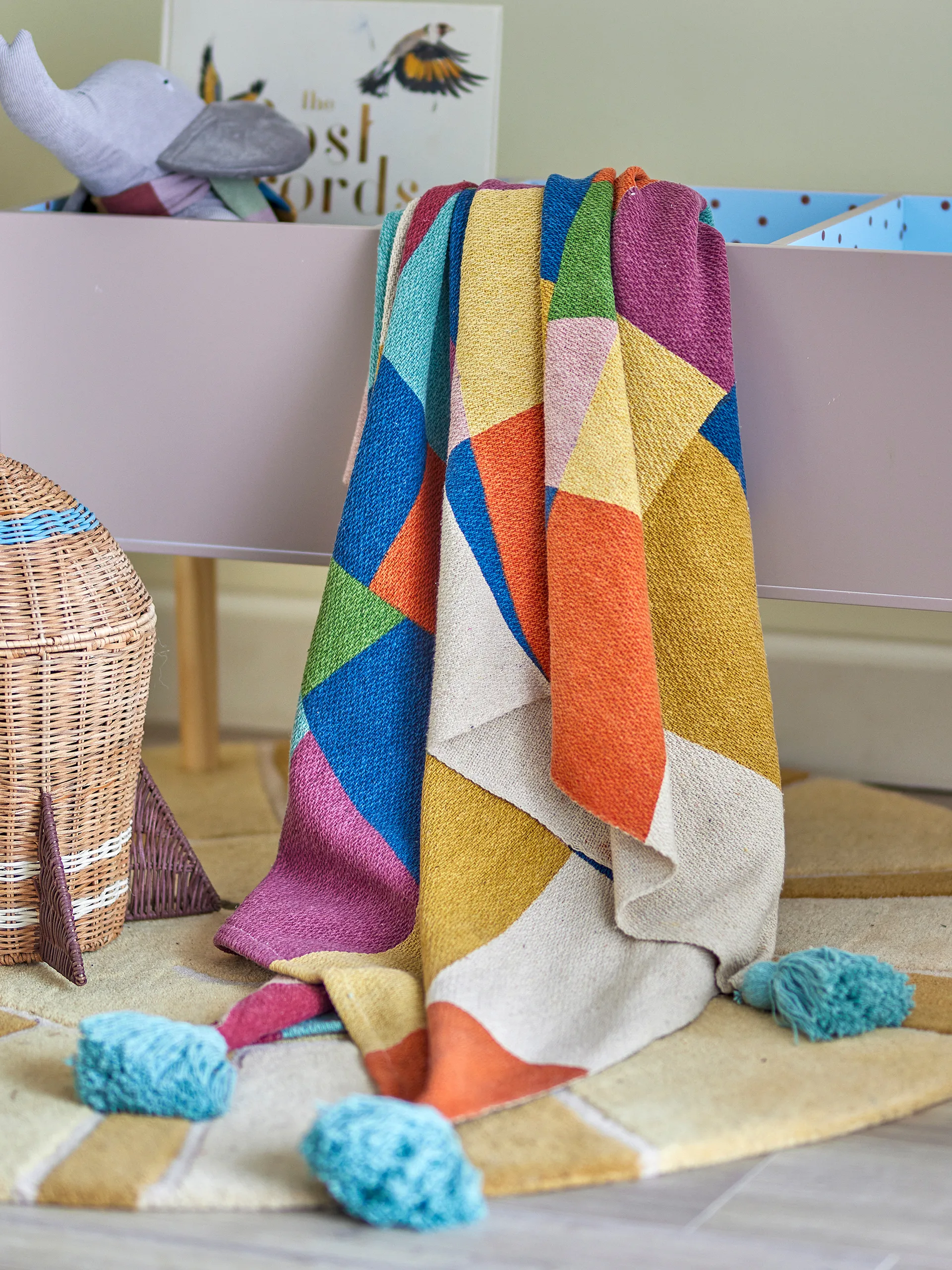 Colorine puuvillahuopa 160x130 cm, Sininen Bloomingville