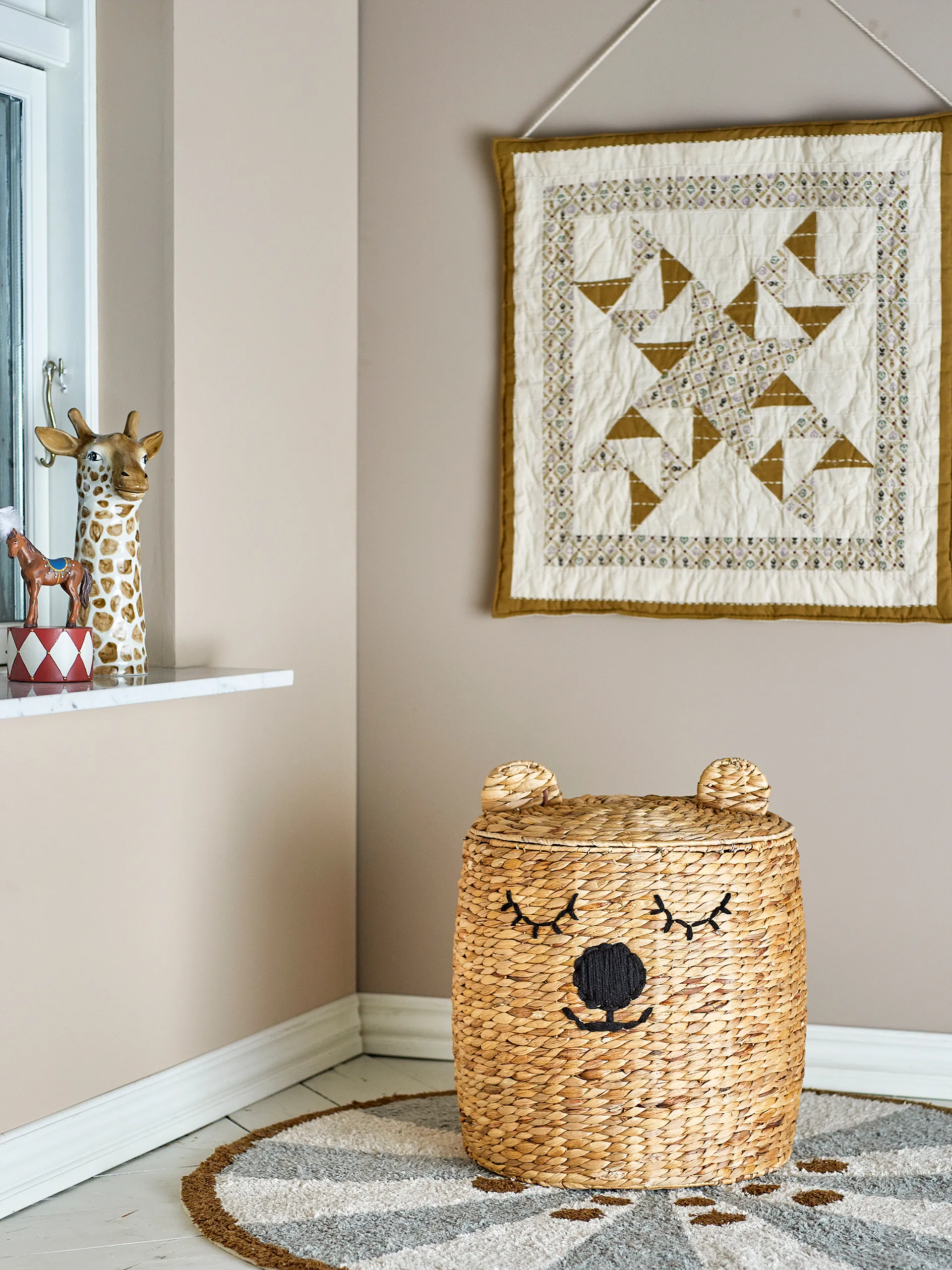 Dolma säilytyskori kannella Ø42x50 cm, Luonto Bloomingville