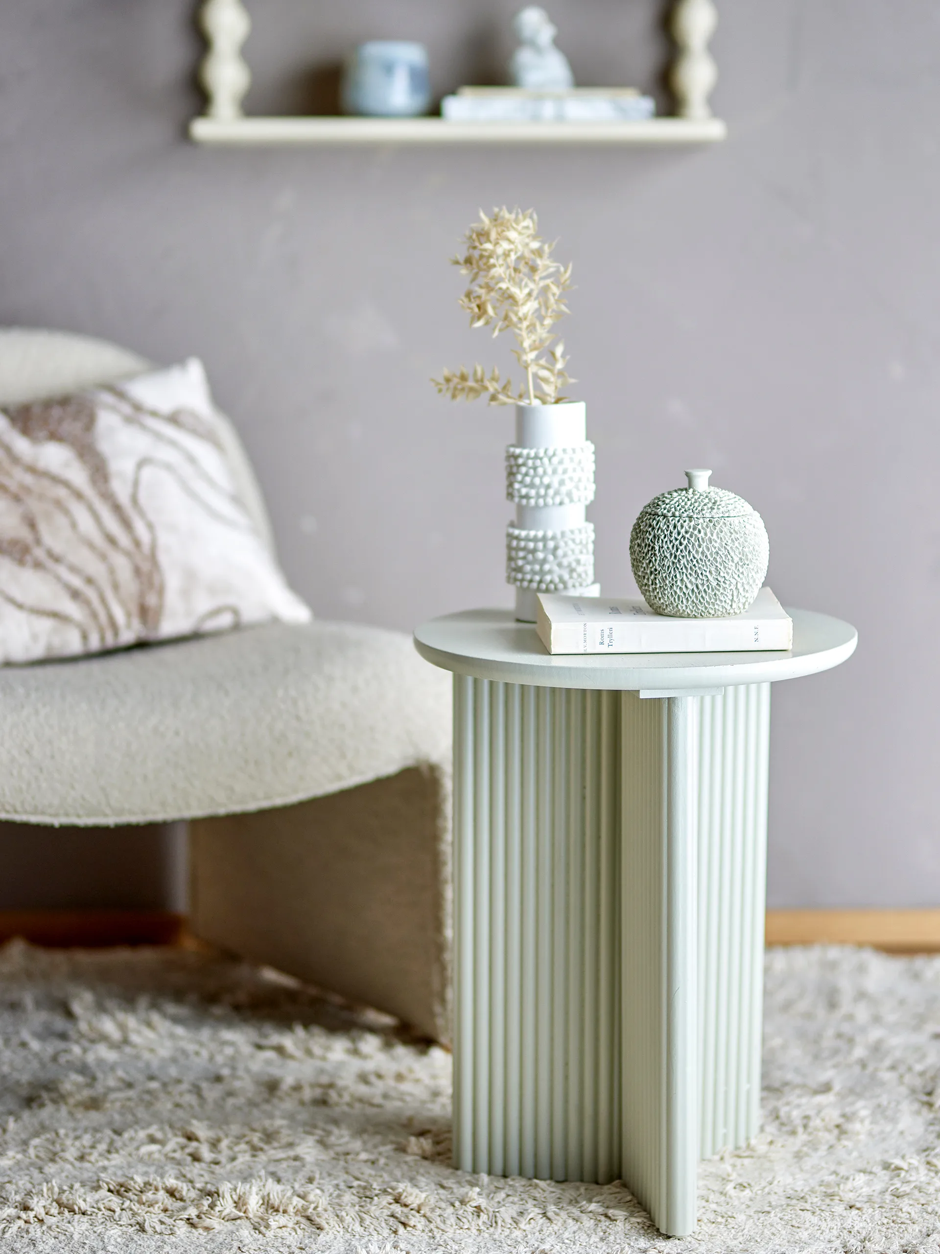 Edith sivupöytä Ø40 cm, Valkoinen Bloomingville