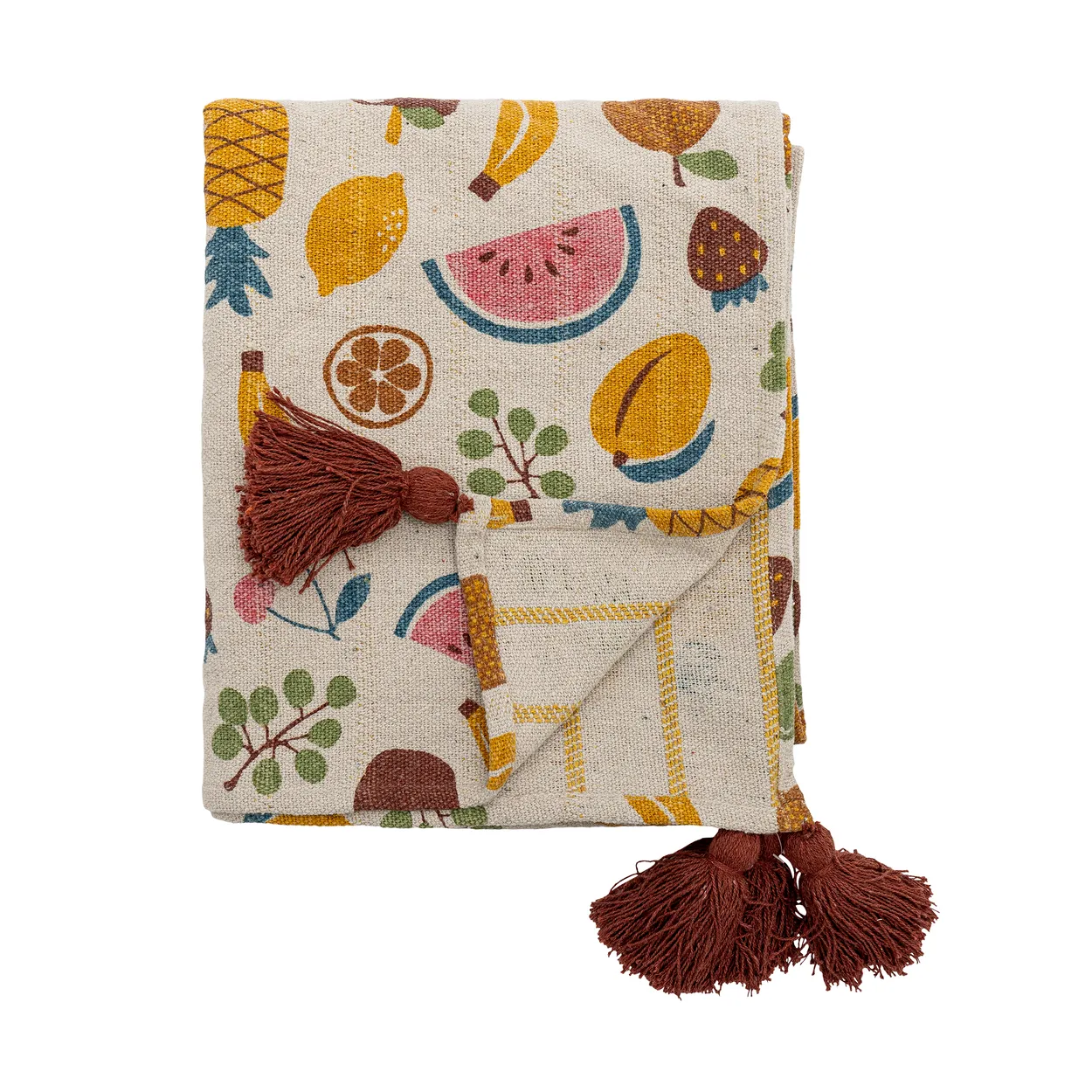 Bloomingville Fruitta puuvillahuopa 160x130 cm Keltainen