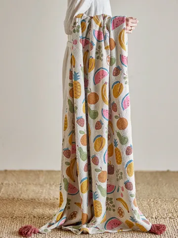 Fruitta puuvillahuopa 160x130 cm - Keltainen - Bloomingville