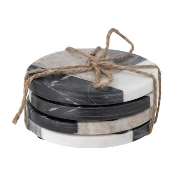 Izabella lasinalunen Ø 10 cm 4-pakkaus - Harmaa marmori - Bloomingville