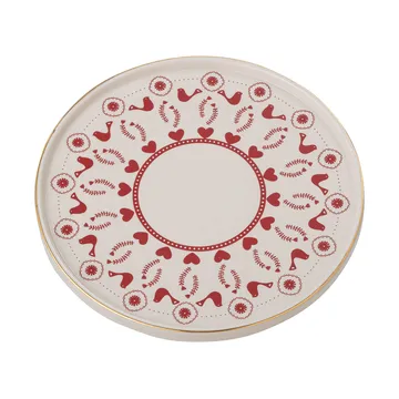 Jolly kakkulautanen kivitavara Ø 26 cm - Valkoinen-punainen - Bloomingville