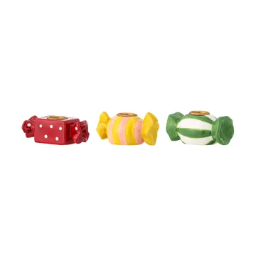 Leiano kynttilänjalka - Keltainen‑punainen‑vihreä, 3 osaa, 10 cm - Bloomingville