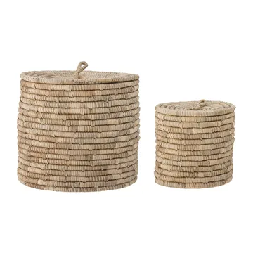 Lin kannellinen säilytyskori 2 osaa - Luonnonvärinen - Bloomingville