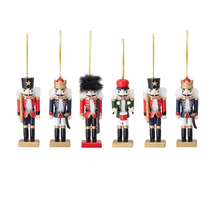 Mahi Ornament -pähkinänsärkijä joulukoriste, 6-pakkaus, Multi Bloomingville