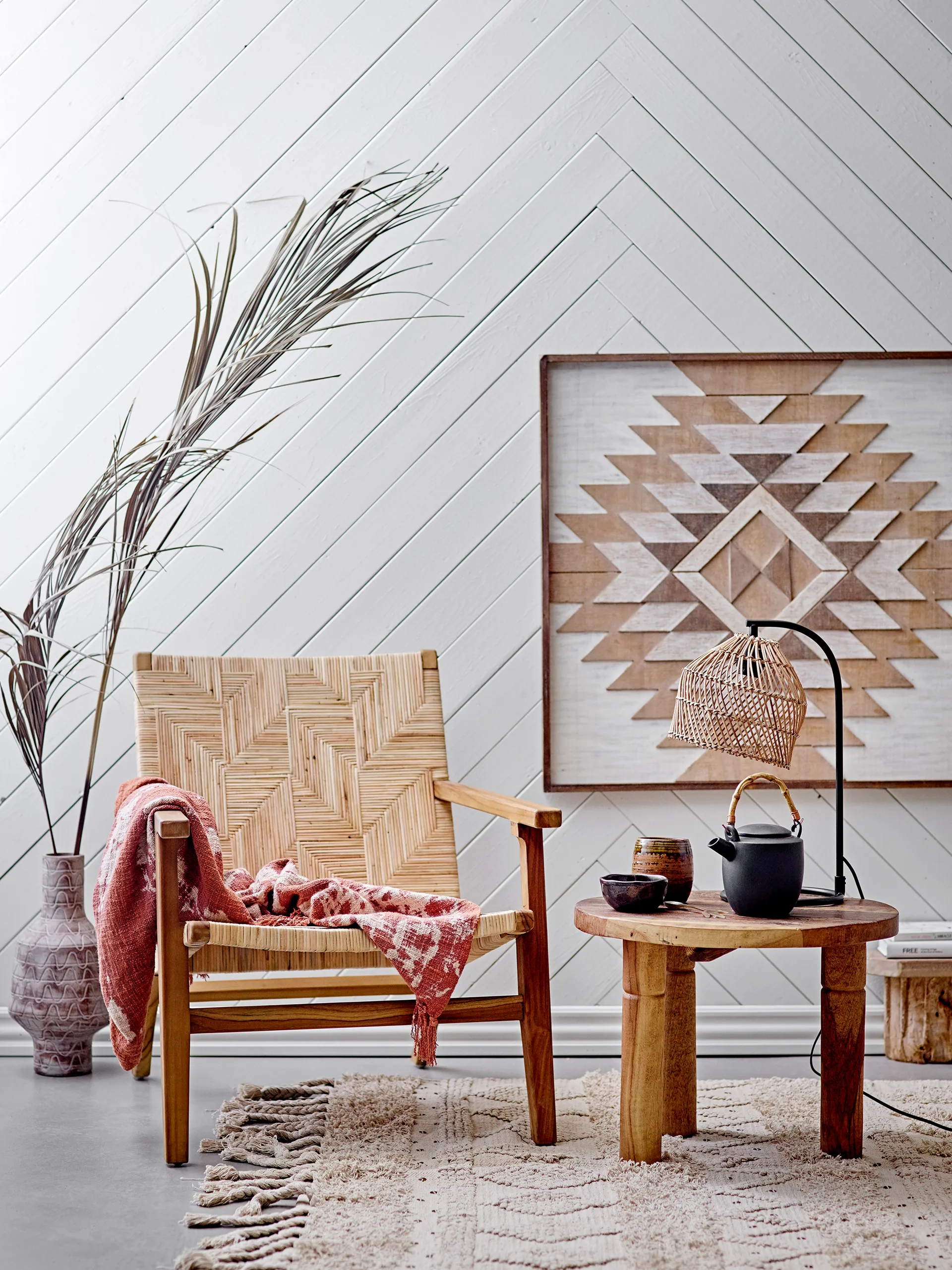 Mills loungetuoli rottinkia, Ruskea Bloomingville