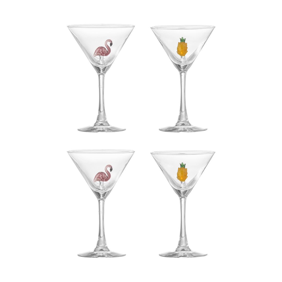 Bloomingville Misa cocktail-lasi 17 cl 4 osaa Clear-flamingo, clear-pineapple