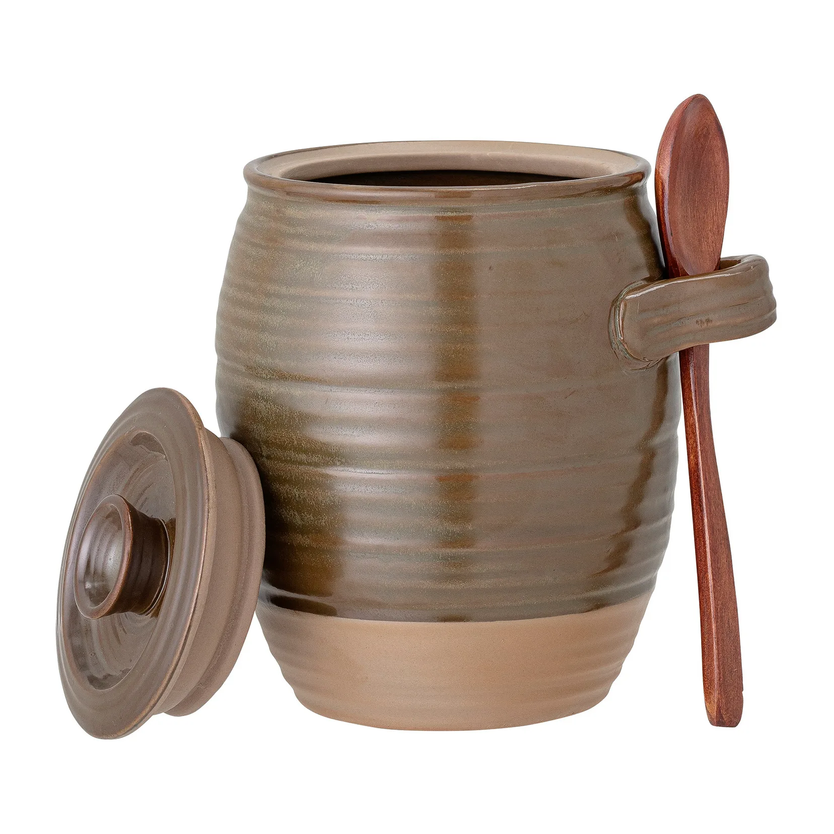 Moss kannellinen säilytyspurkki lusikalla 14 cm, Vihreä-ruskea Bloomingville